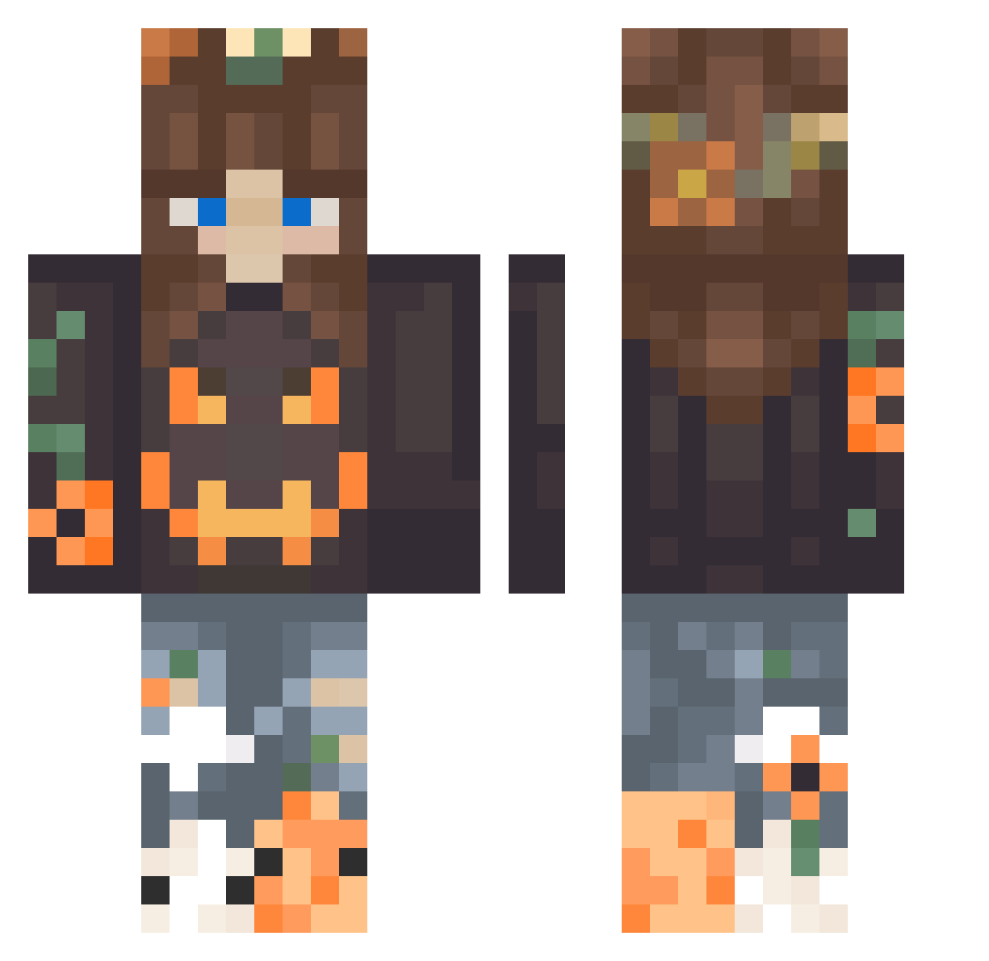 Monkee18 Minecraft skin, front and back view