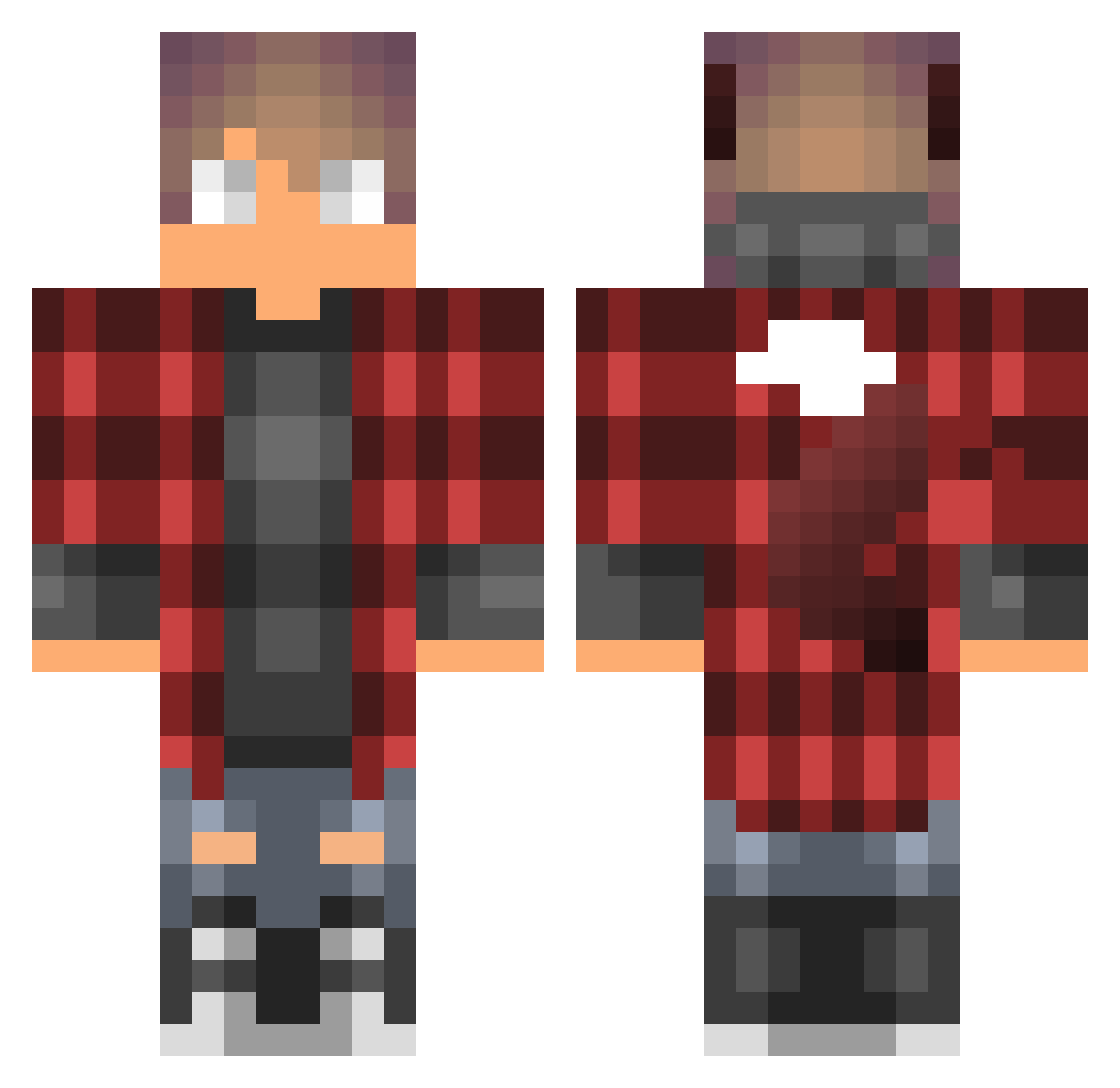 Spuddyz Minecraft skin, front and back view