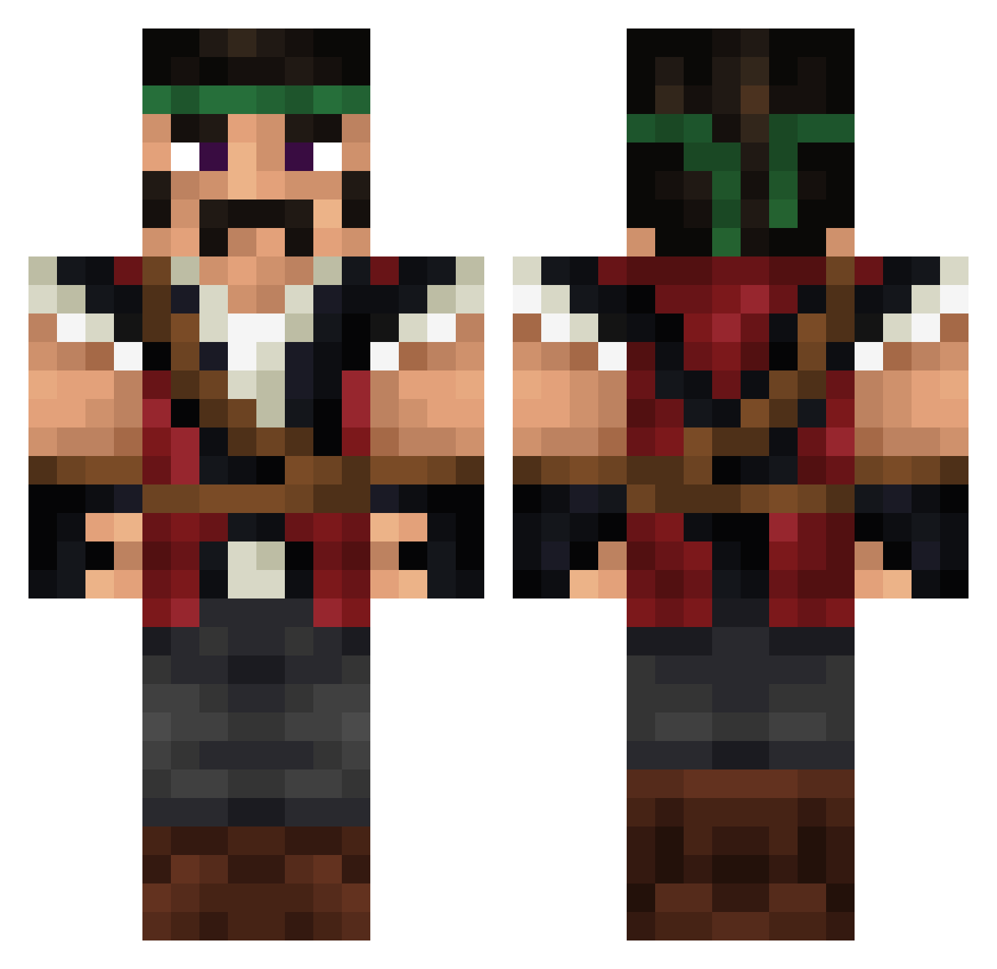 Drazel Minecraft skin, front and back view