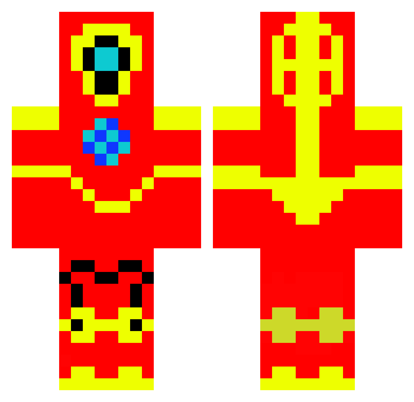 SC4R5 Minecraft skin, front and back view