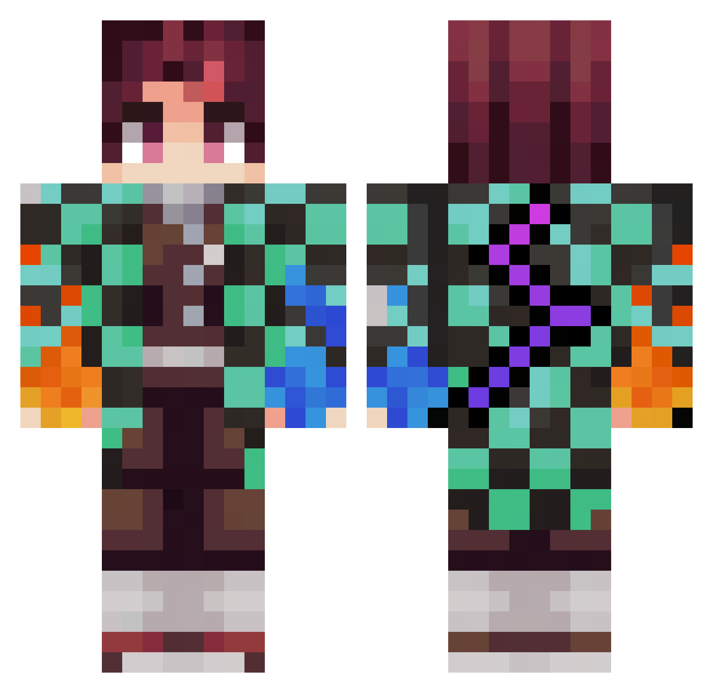 W3T1N Minecraft skin, front and back view