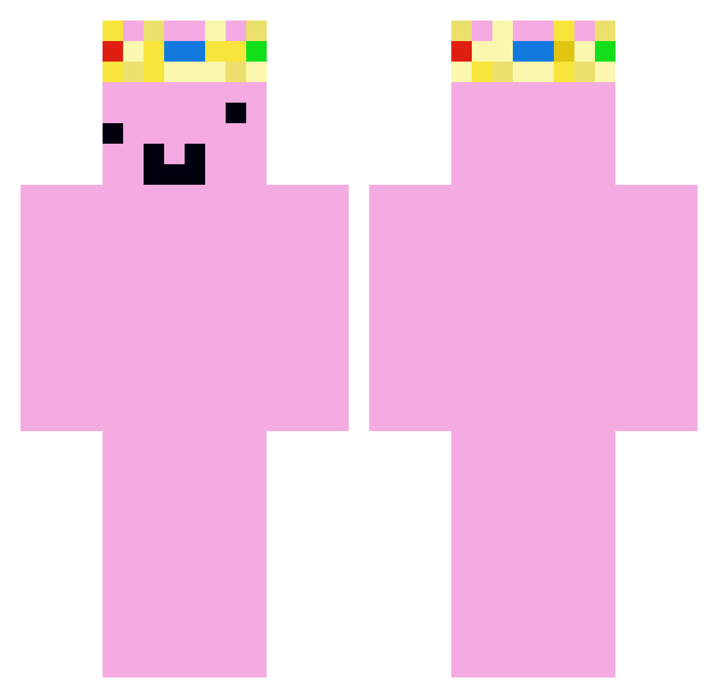 yesrad Minecraft skin, front and back view