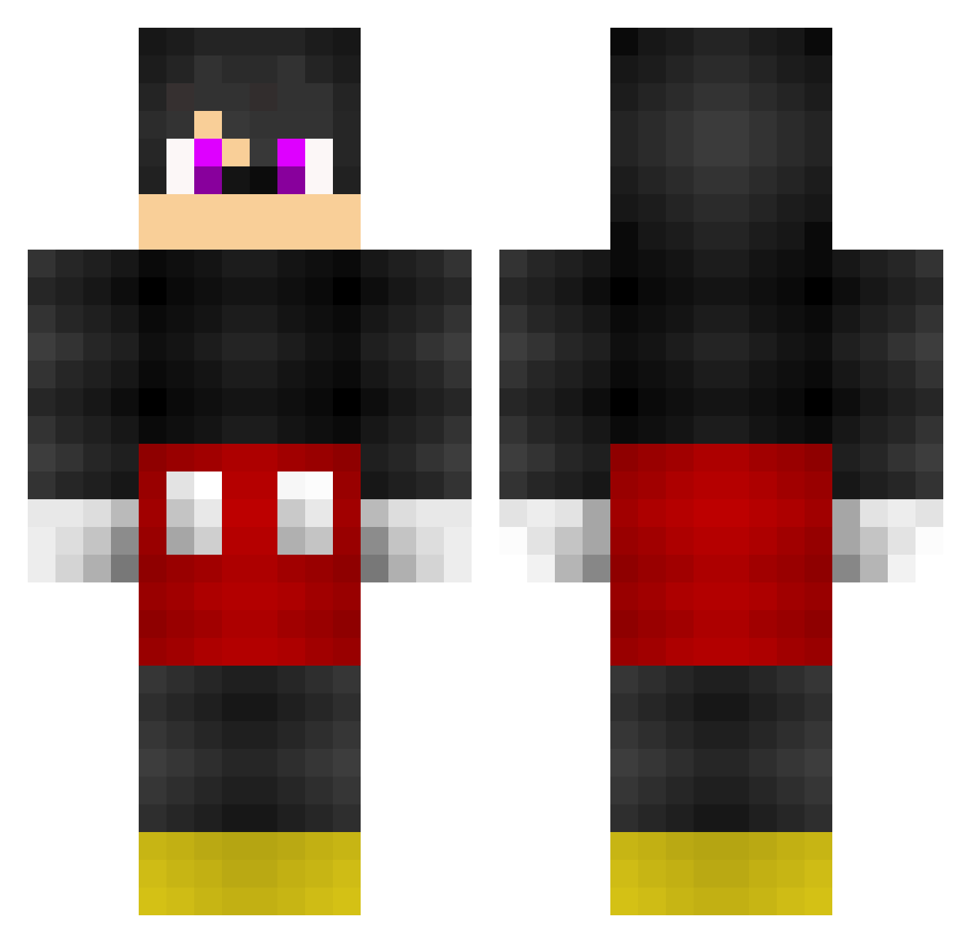 hyuugaa Minecraft skin, front and back view