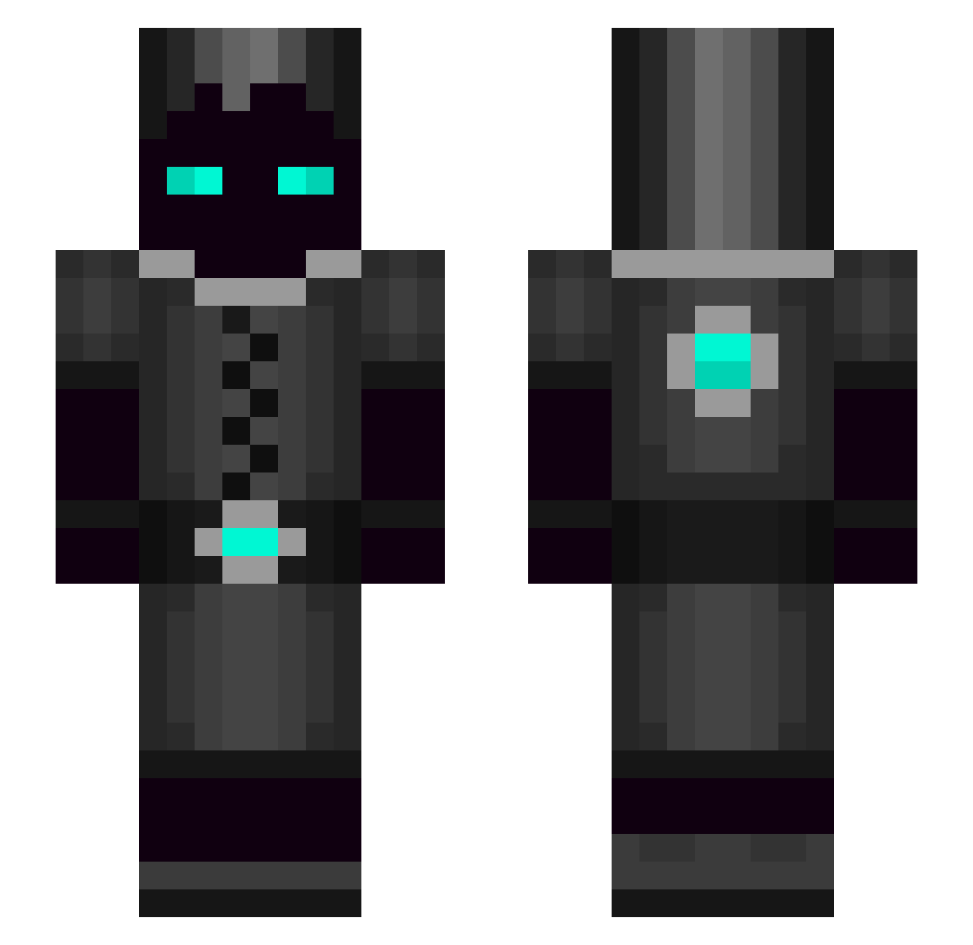 wanted05 Minecraft skin, front and back view