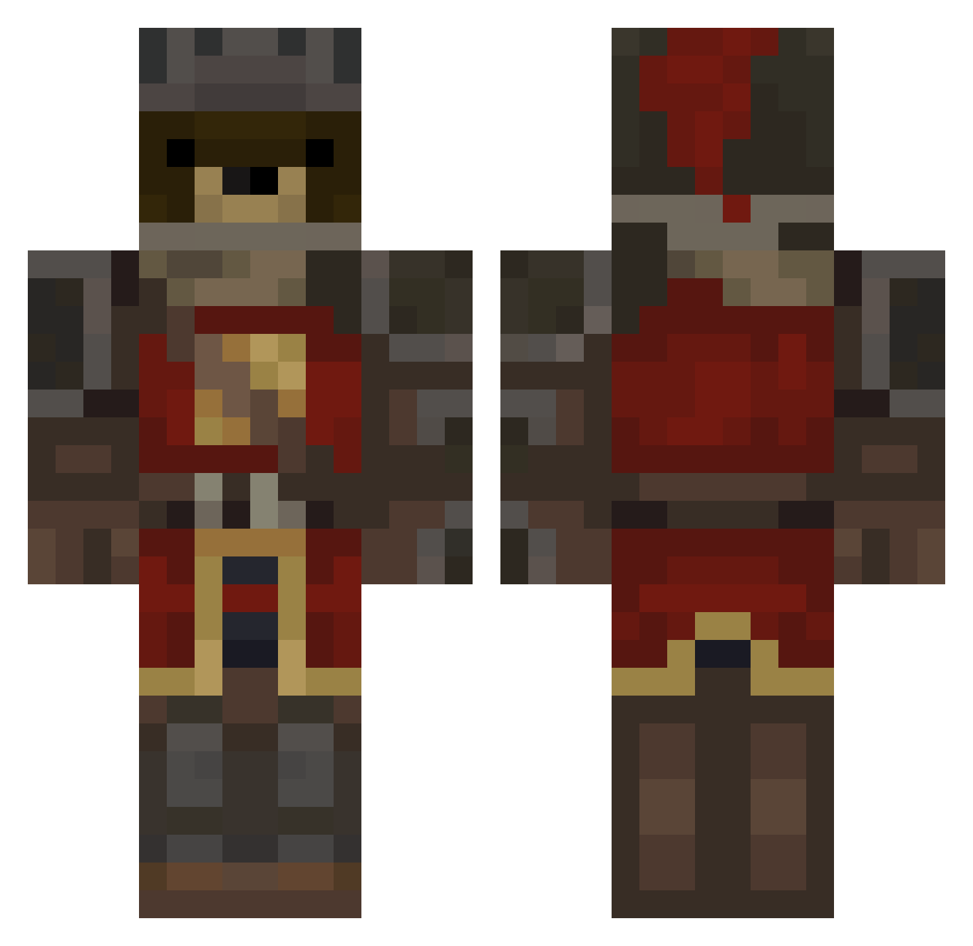 PinneHead Minecraft skin, front and back view