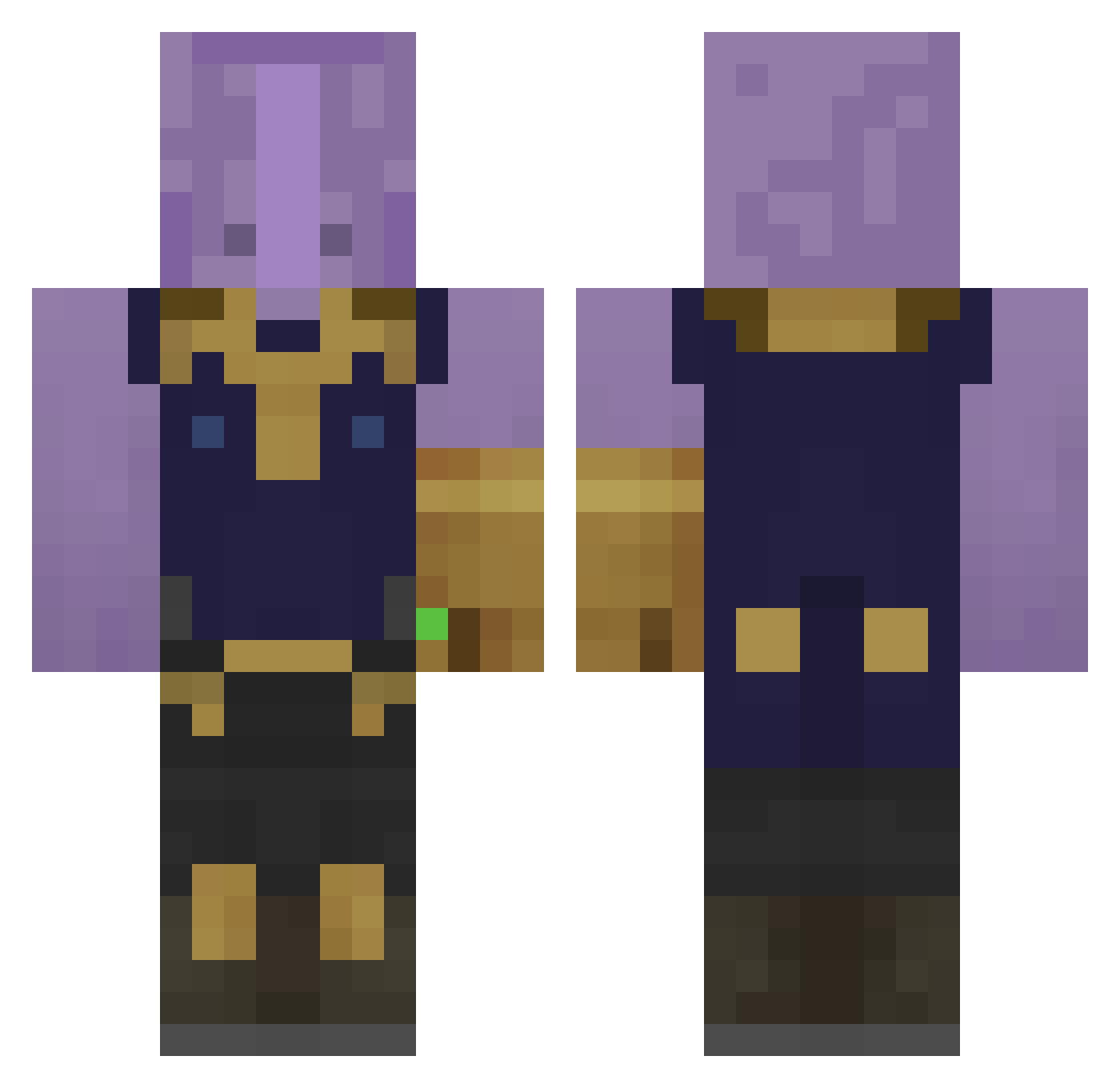 kilarox Minecraft skin, front and back view