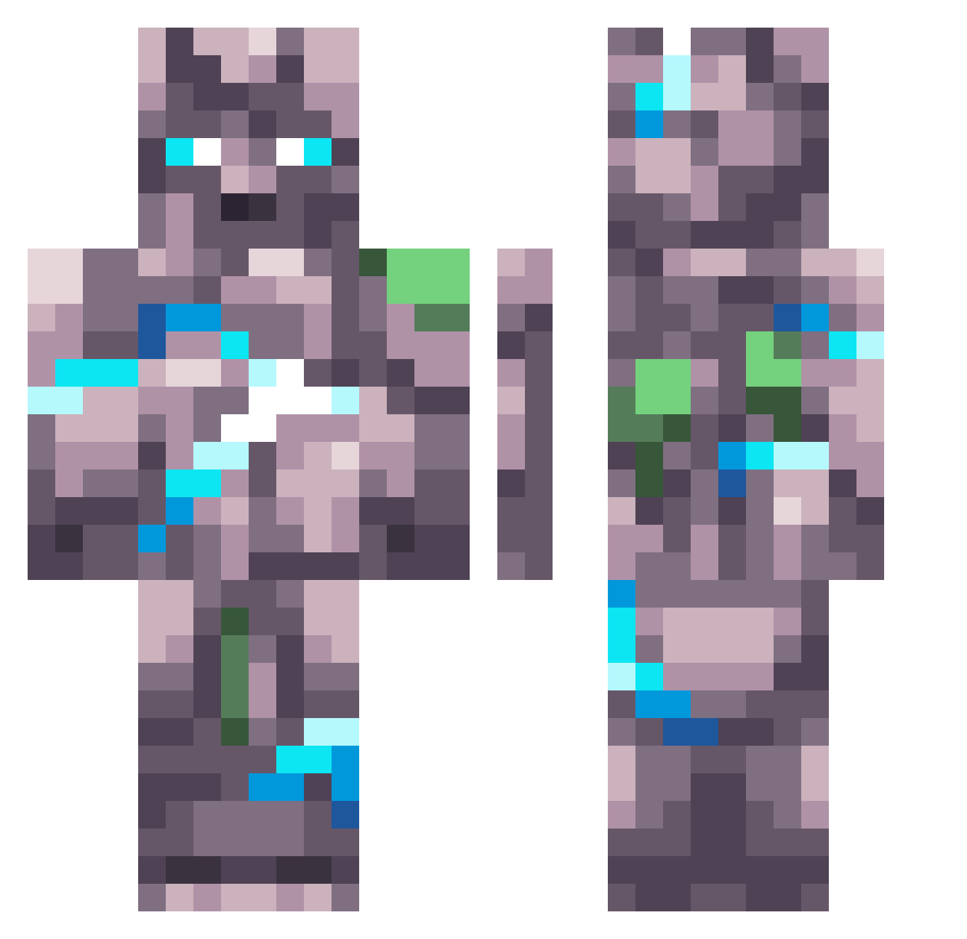 Amythy Minecraft skin, front and back view