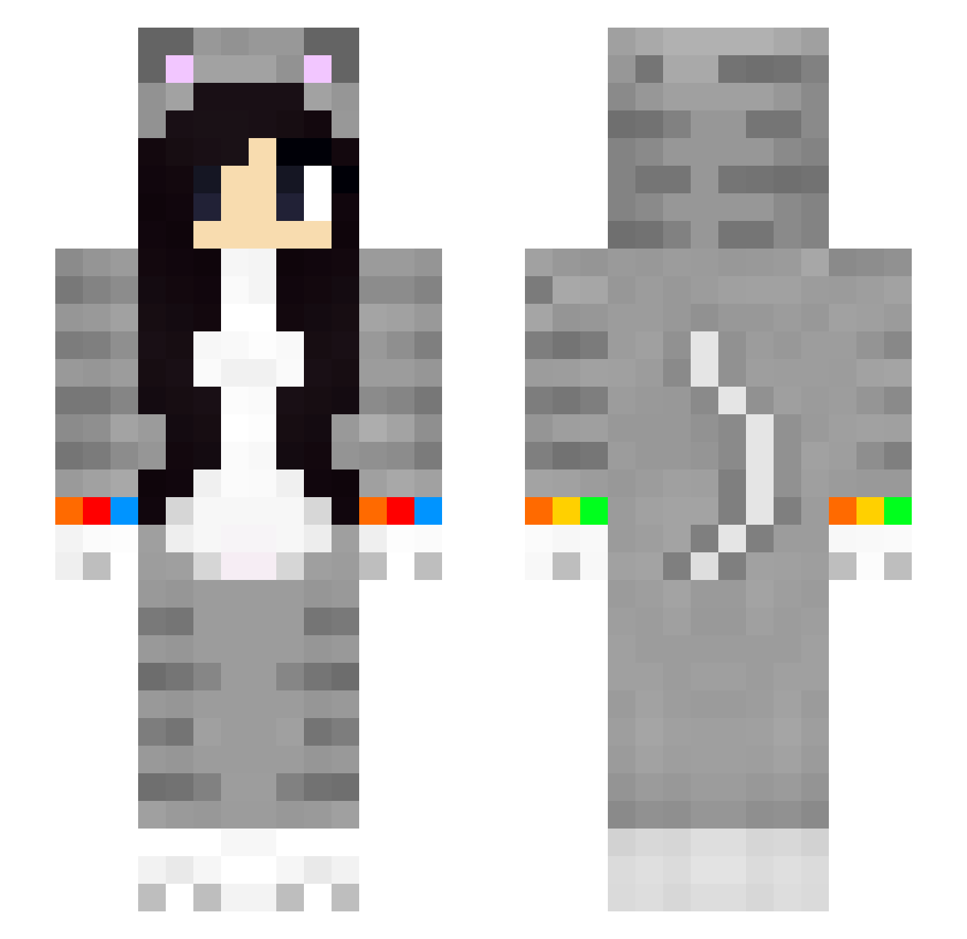 xInto Minecraft skin, front and back view