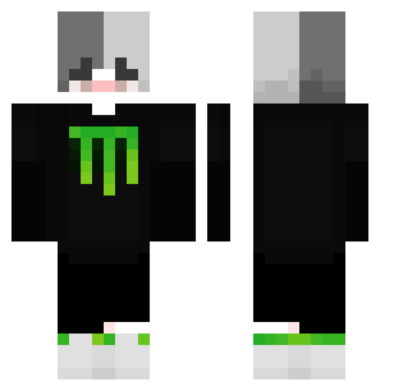 Noriwortex Minecraft skin, front and back view