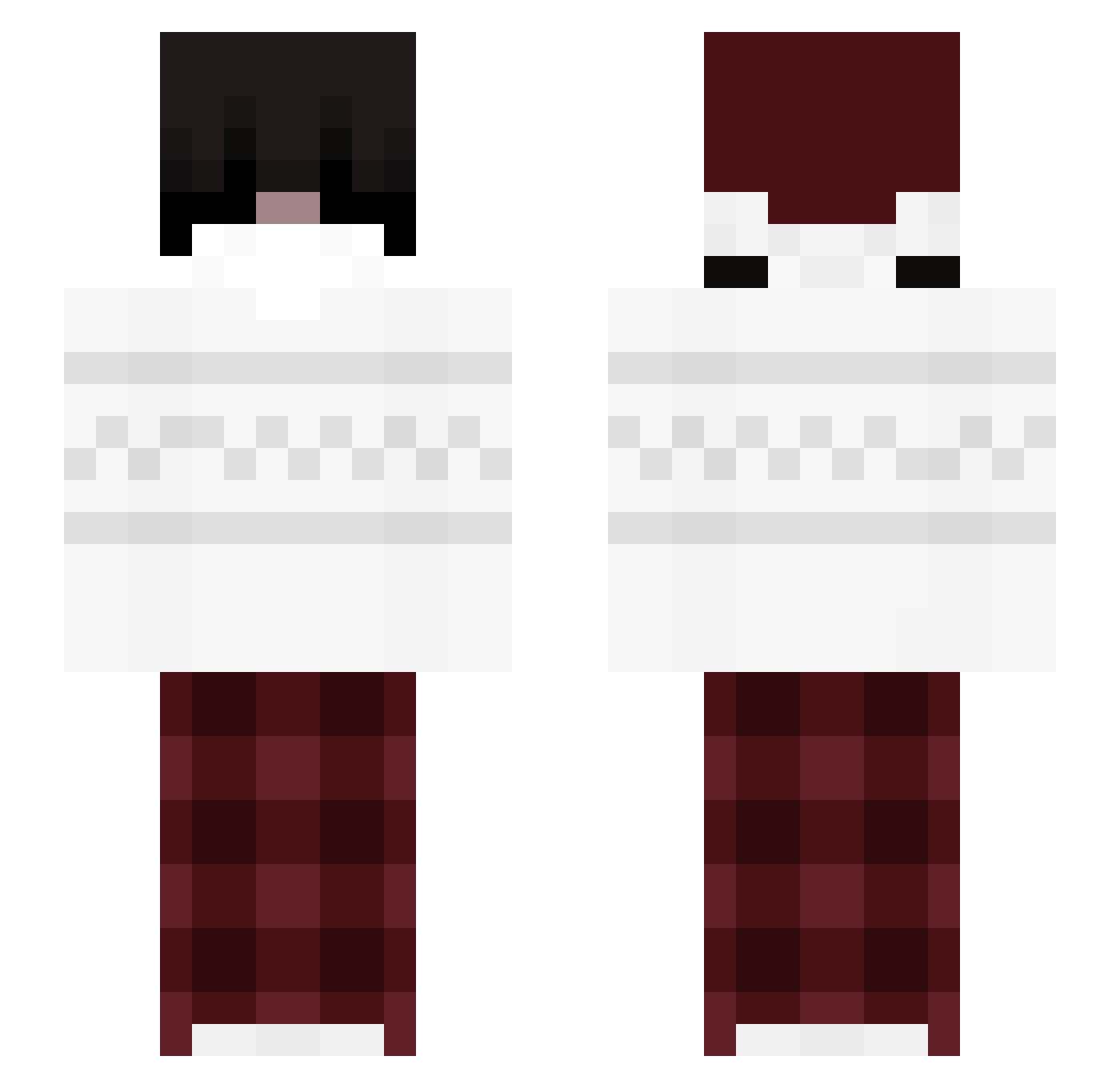 Sbxcr Minecraft skin, front and back view