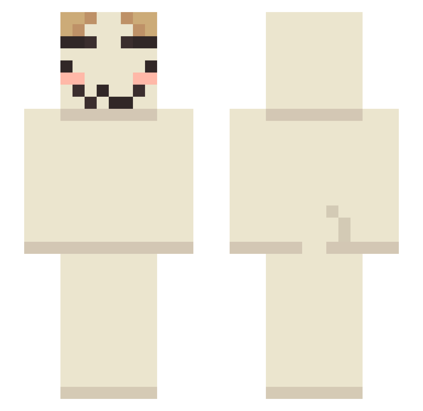 oofkey Minecraft skin, front and back view