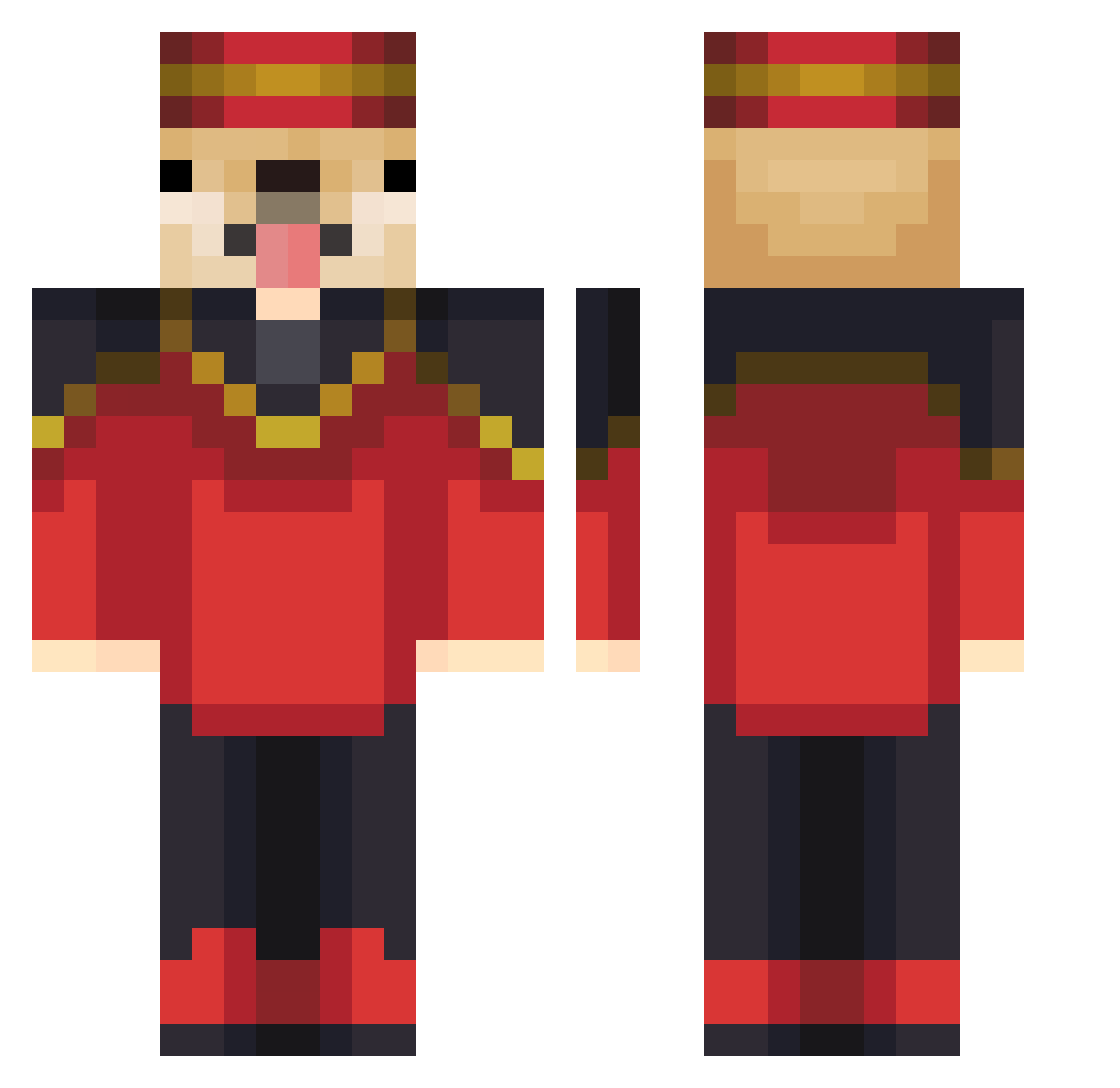 vkx001 Minecraft skin, front and back view