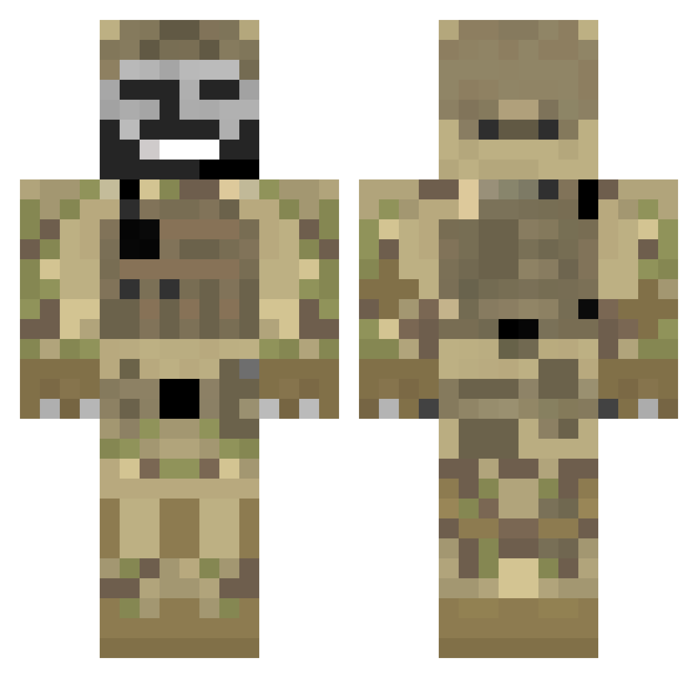 SkibidiSargeant Minecraft skin, front and back view
