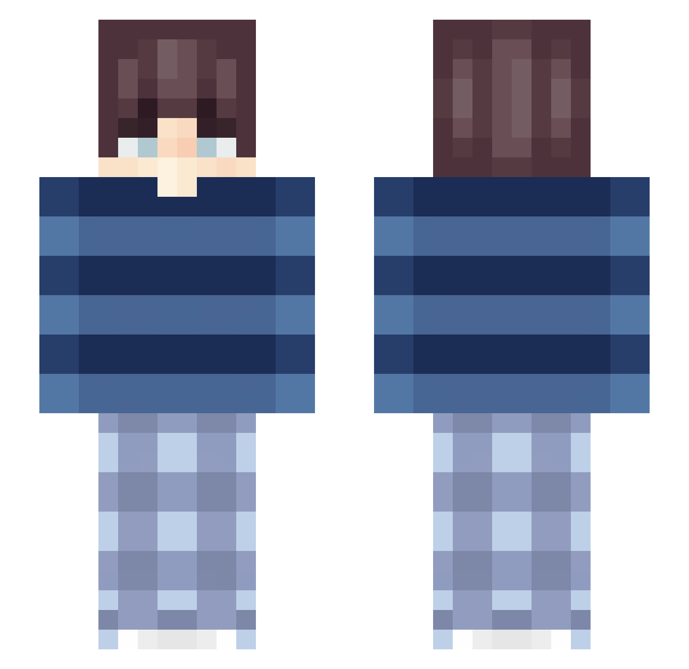 qmeki Minecraft skin, front and back view