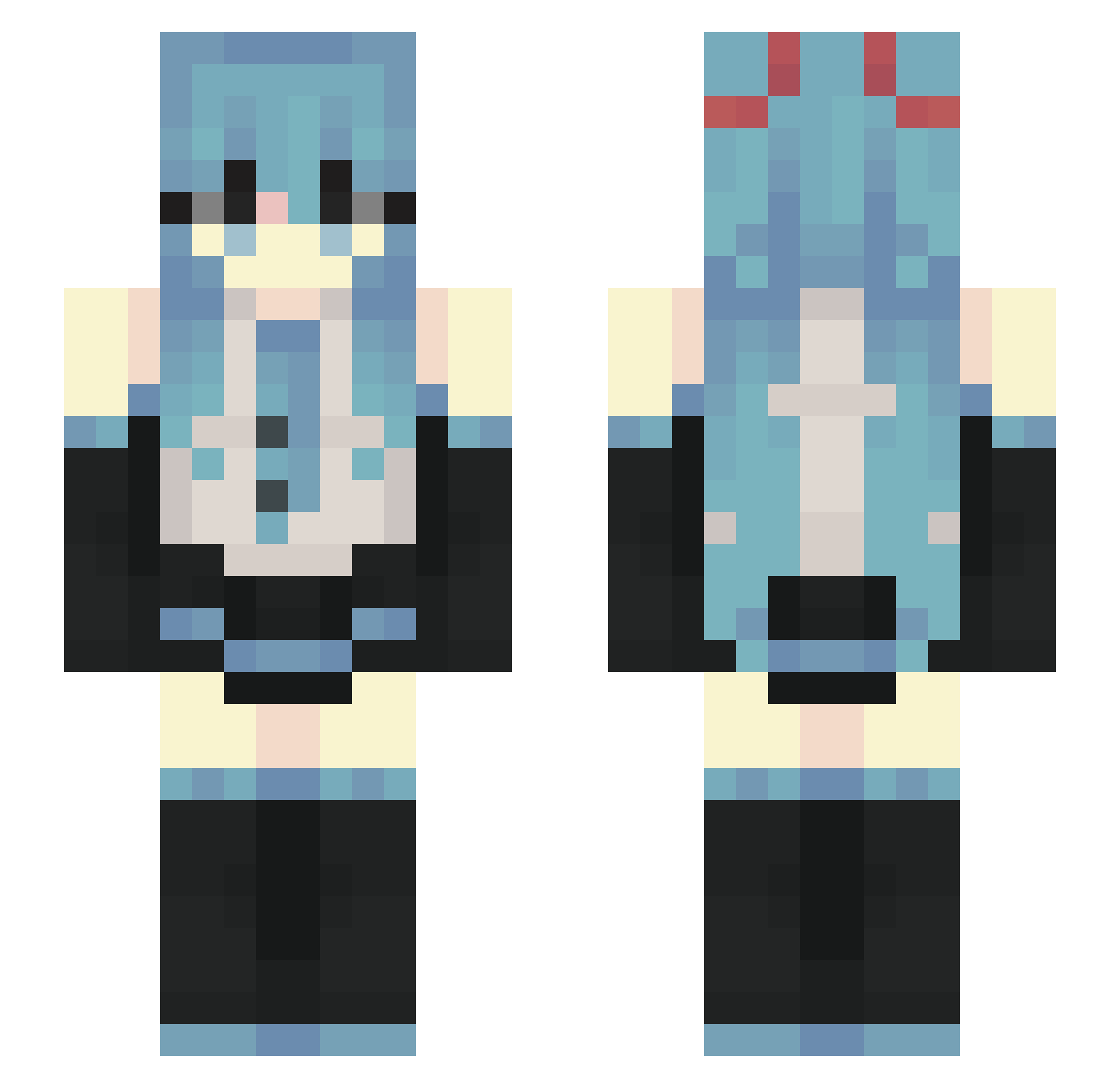 Unevadable Minecraft skin, front and back view