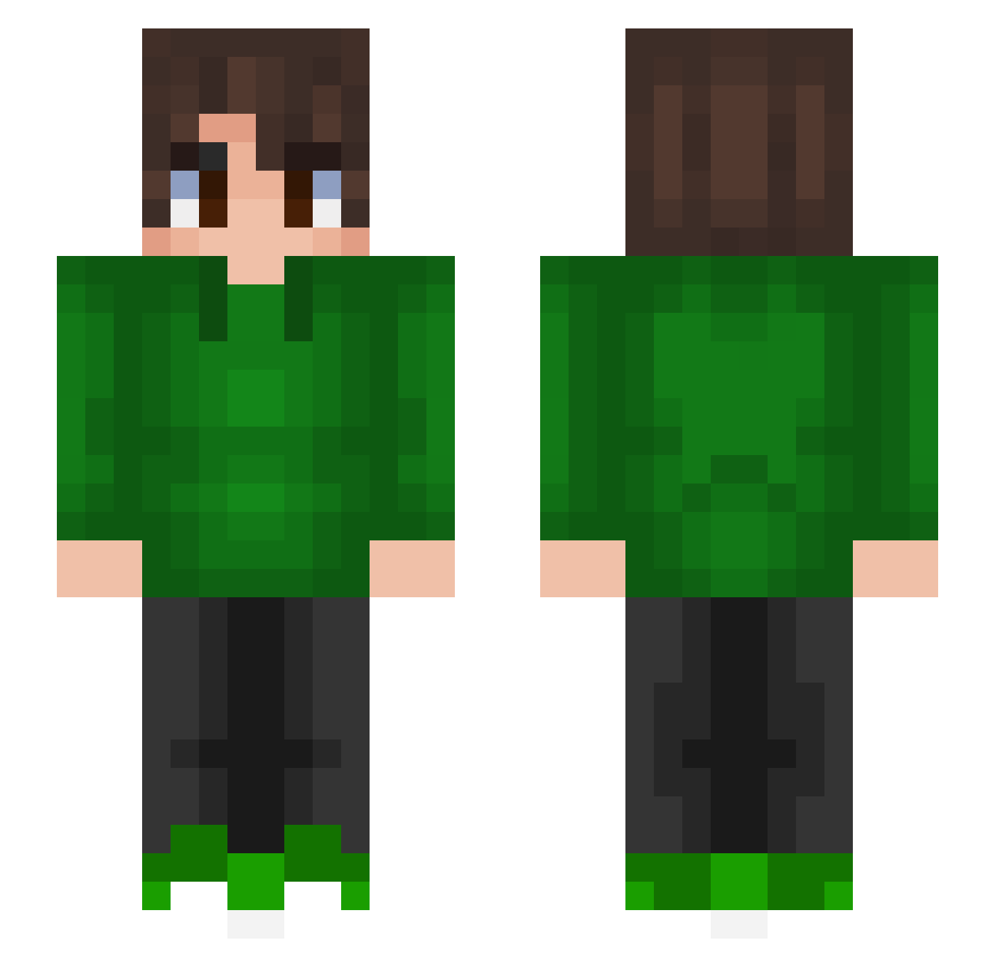 Opticlan Minecraft skin, front and back view