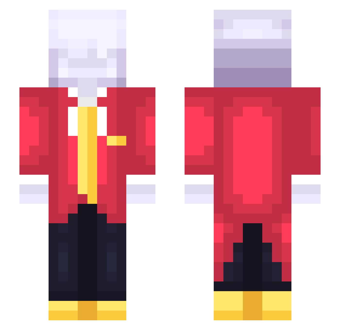 whitecarbine Minecraft skin, front and back view