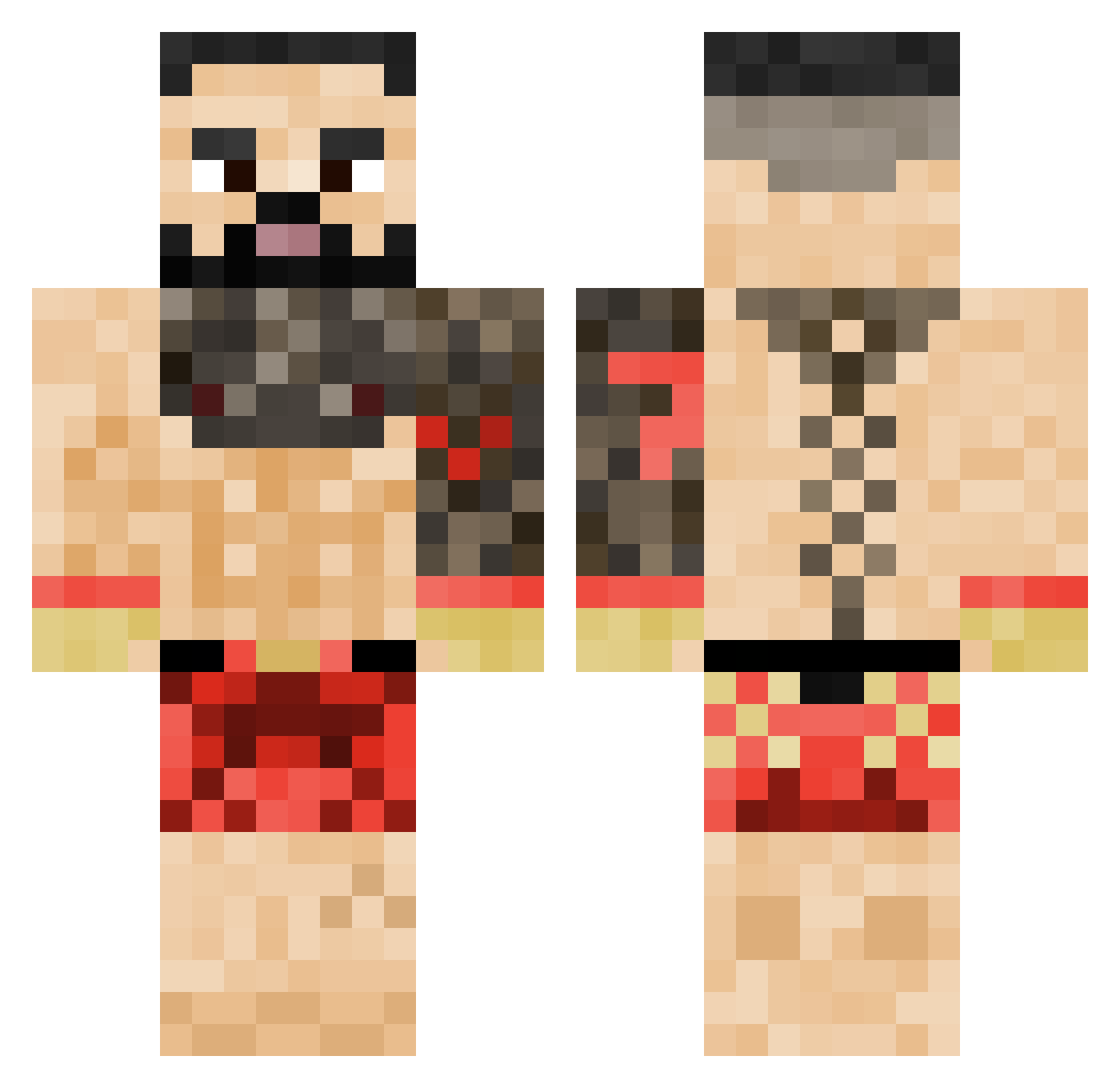 JaakeBL Minecraft skin, front and back view