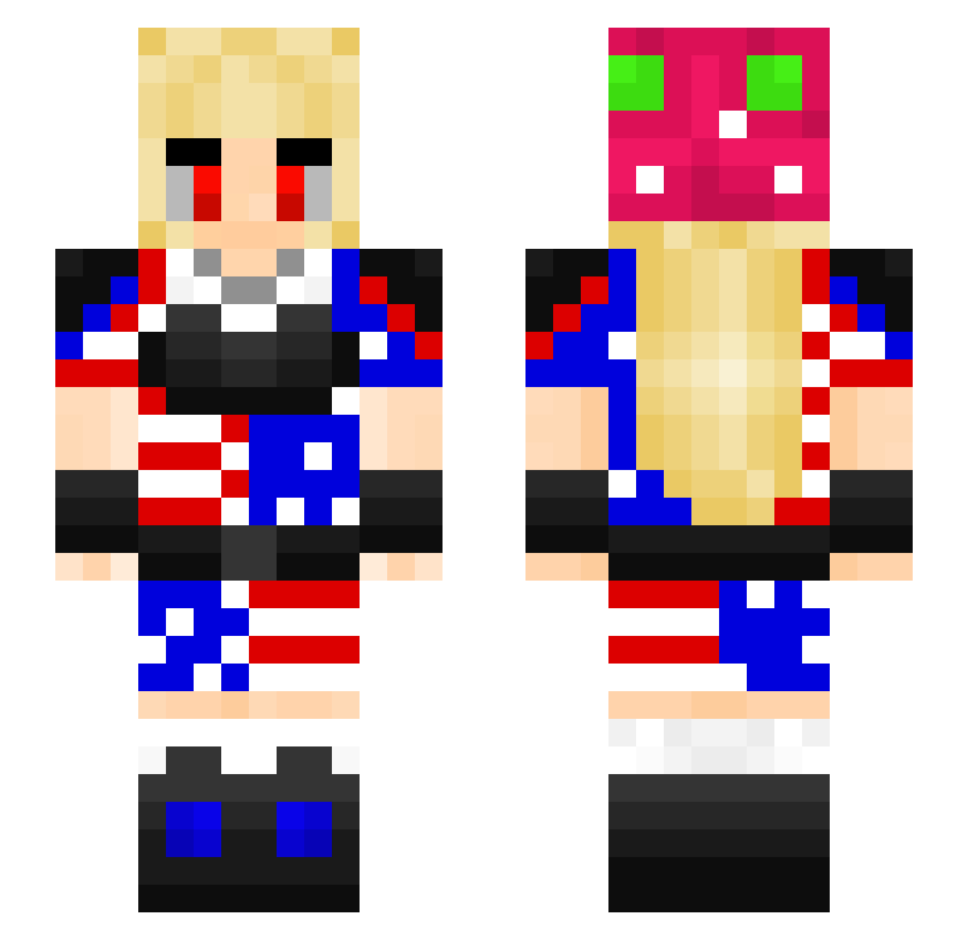 KirbyMixSimp Minecraft skin, front and back view