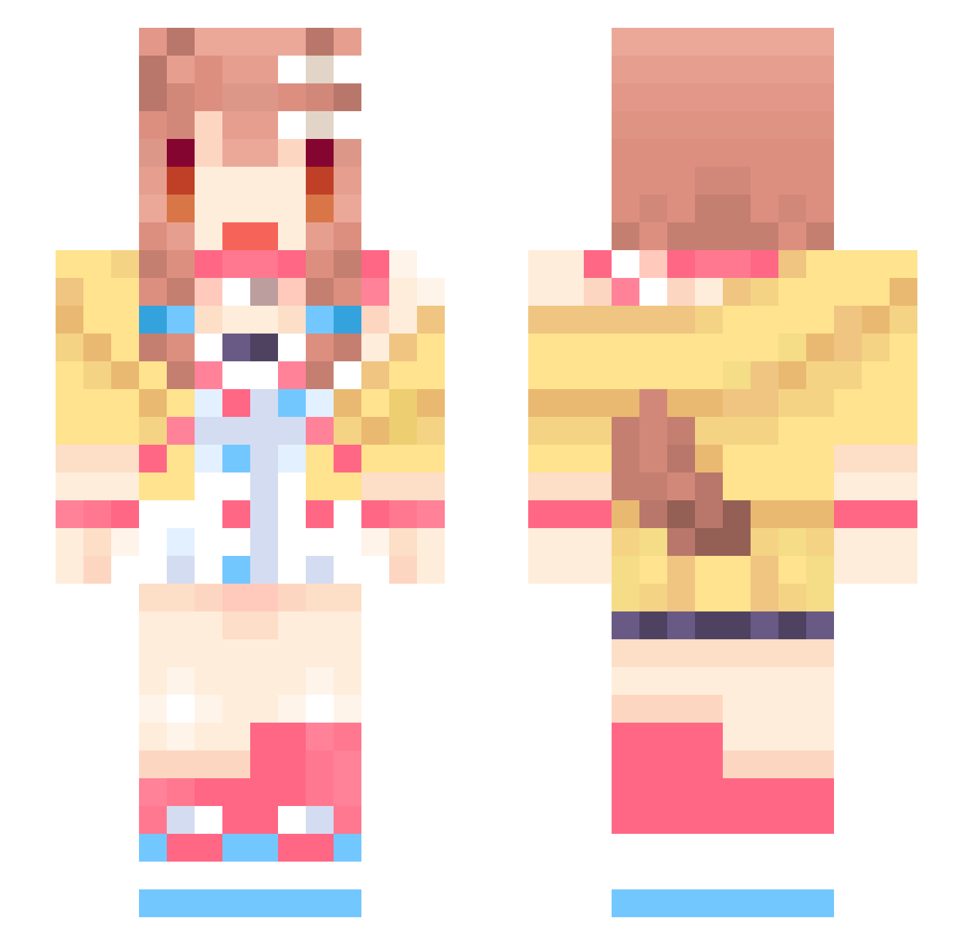 ToggledPing Minecraft skin, front and back view