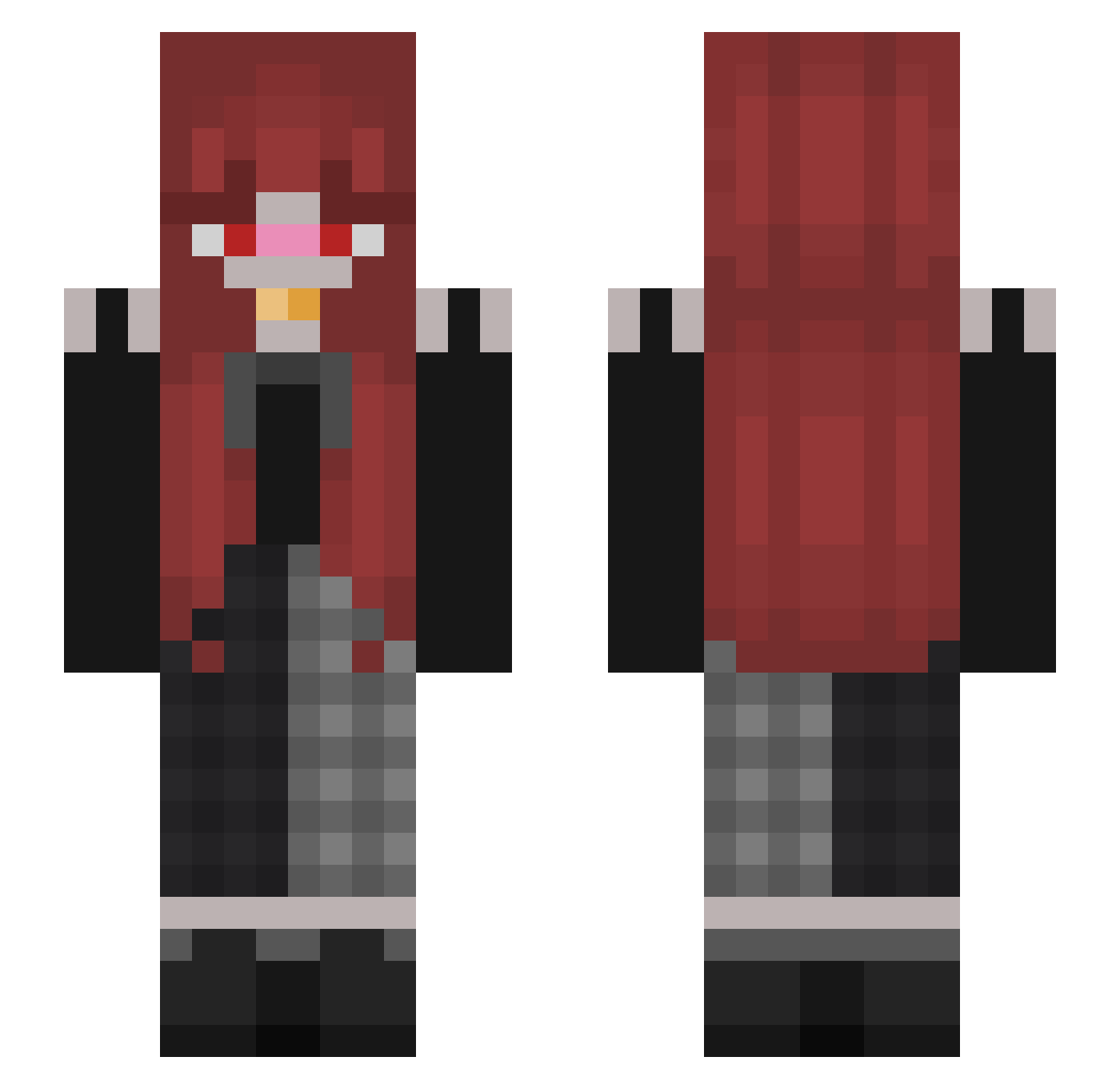 RubyWasHere_24 Minecraft skin, front and back view