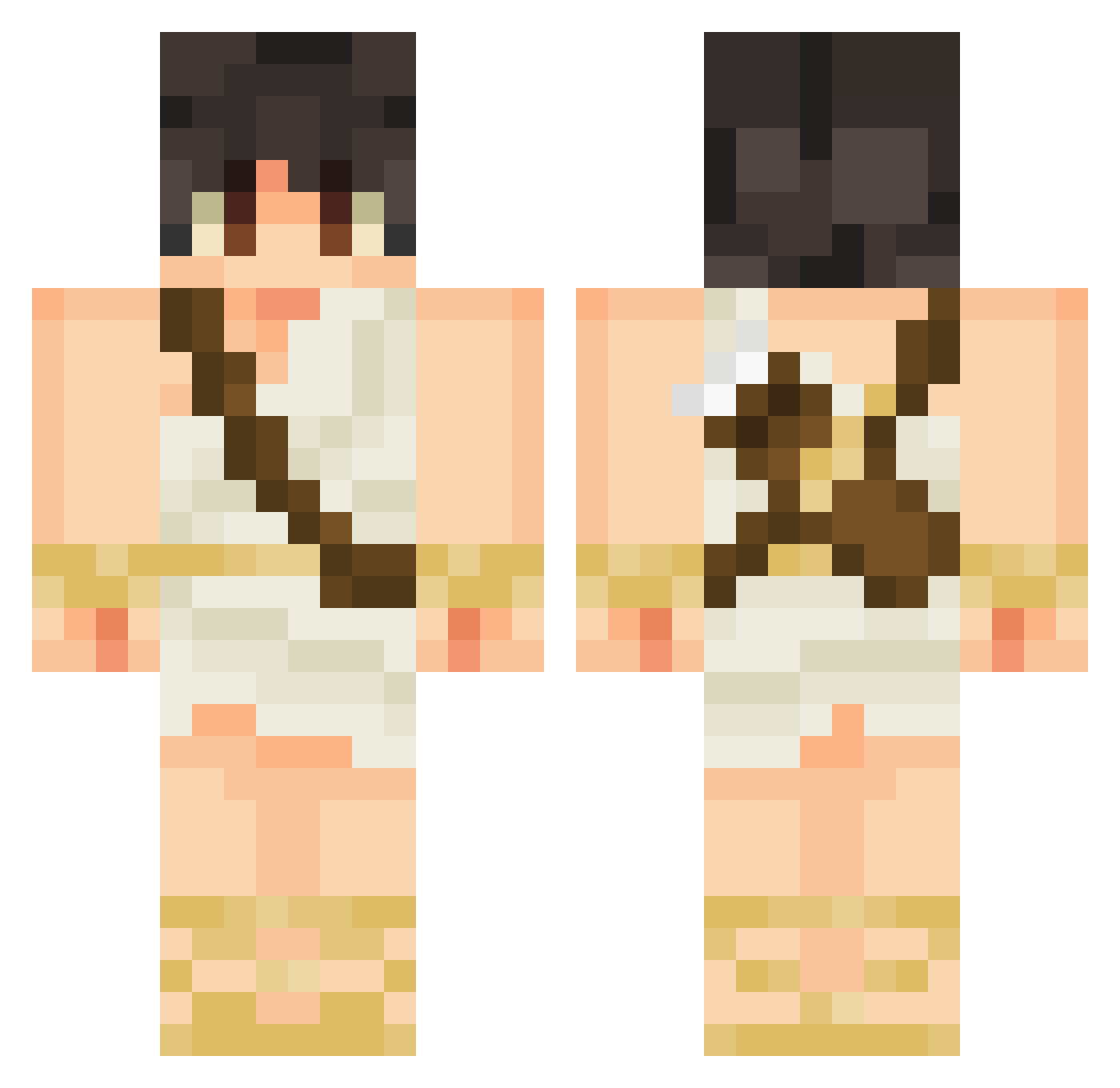 Plegeus Minecraft skin, front and back view