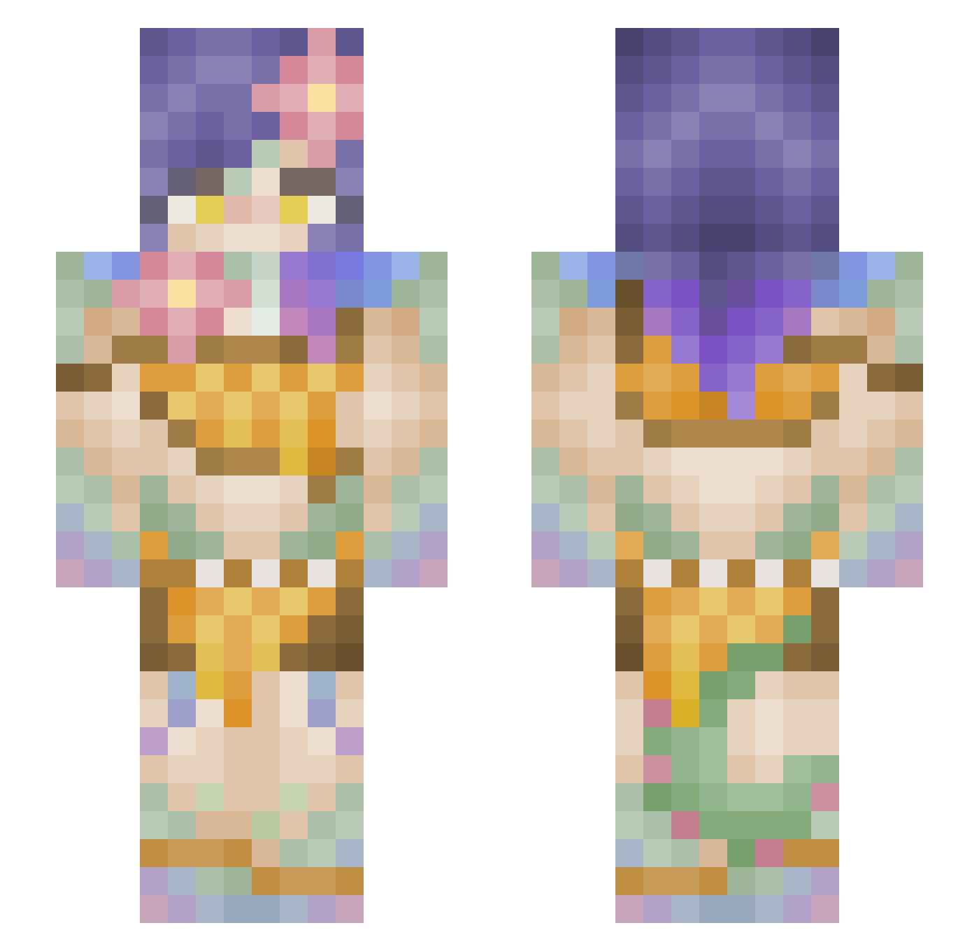 phies Minecraft skin, front and back view