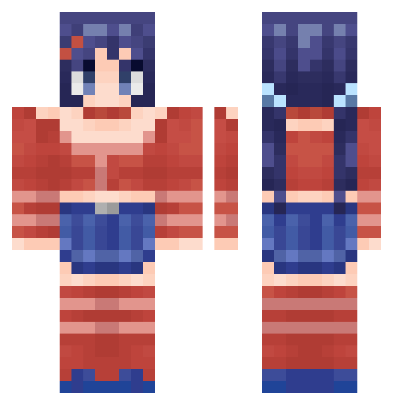 TucoBlue Minecraft skin, front and back view