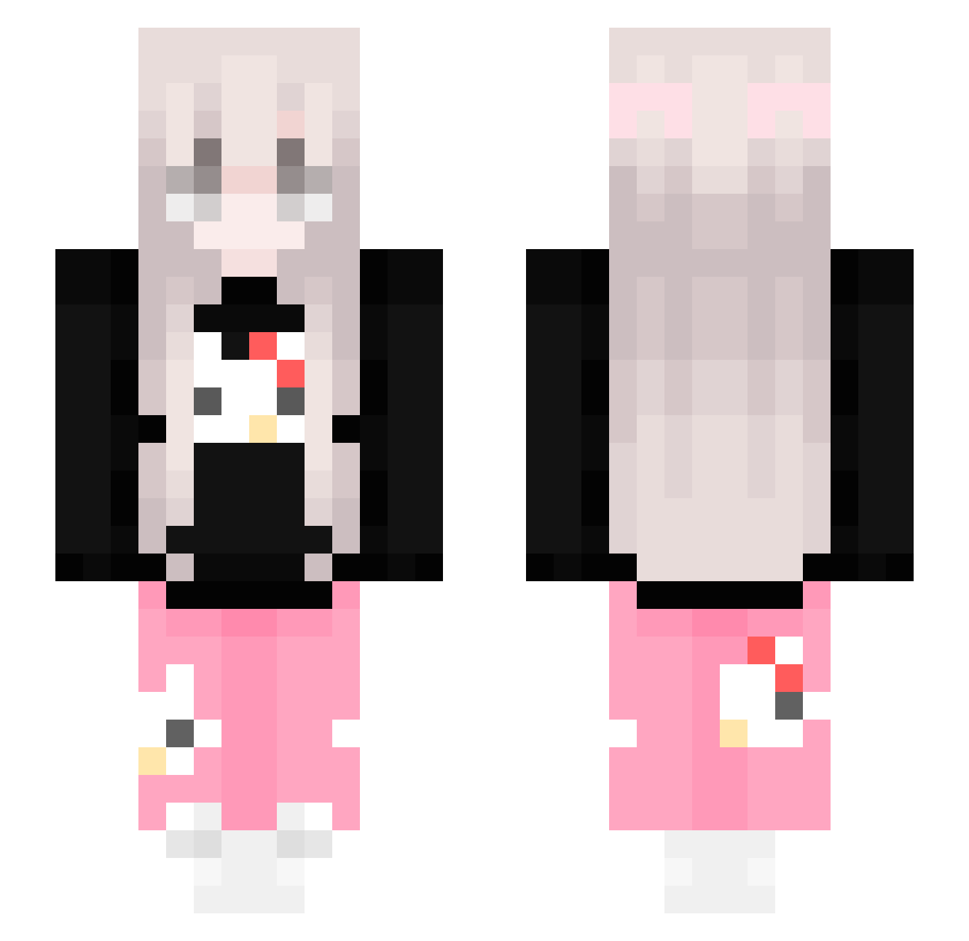 RATGIRLFANGIRL Minecraft skin, front and back view