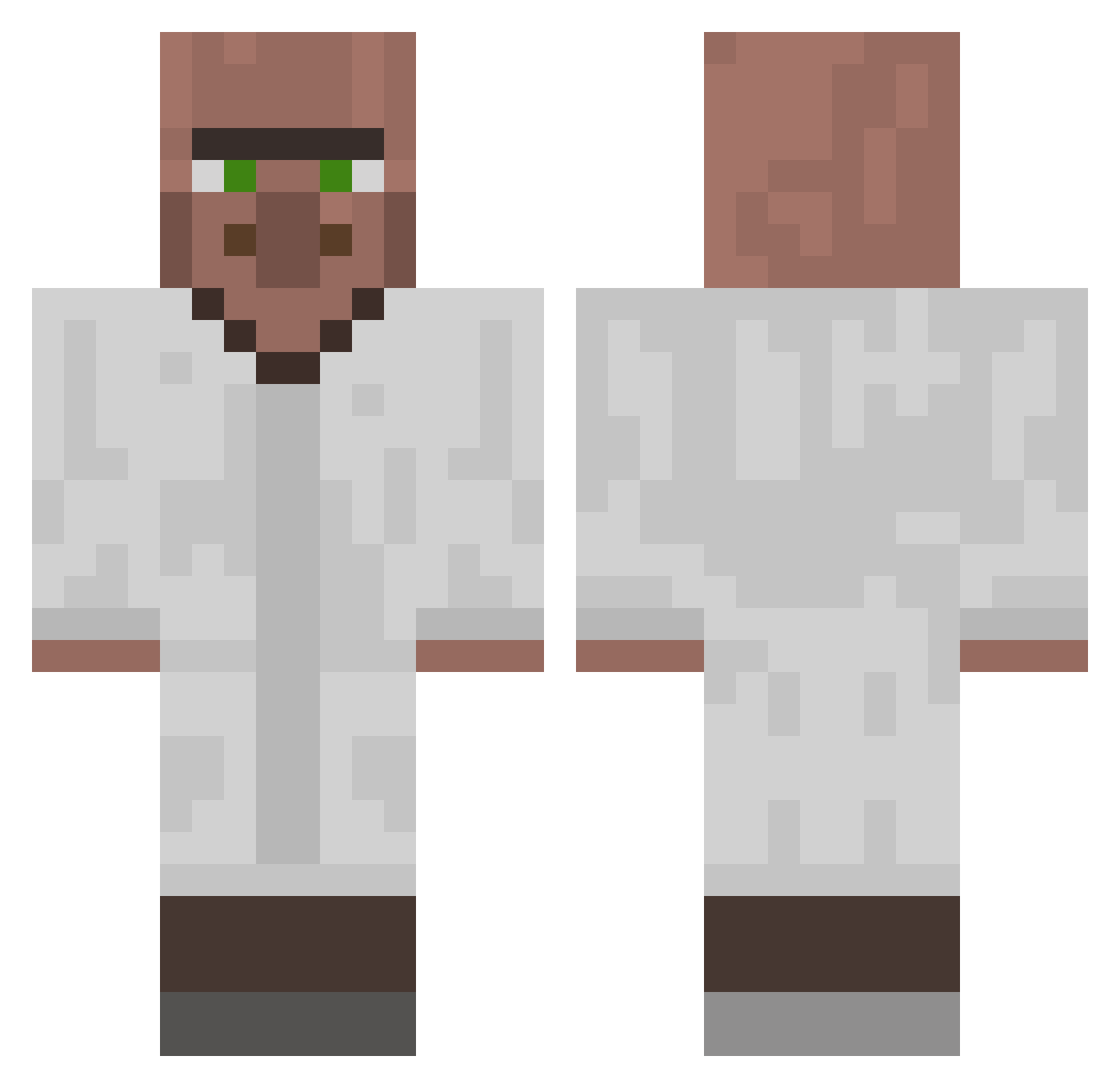 Pashigi Minecraft skin, front and back view