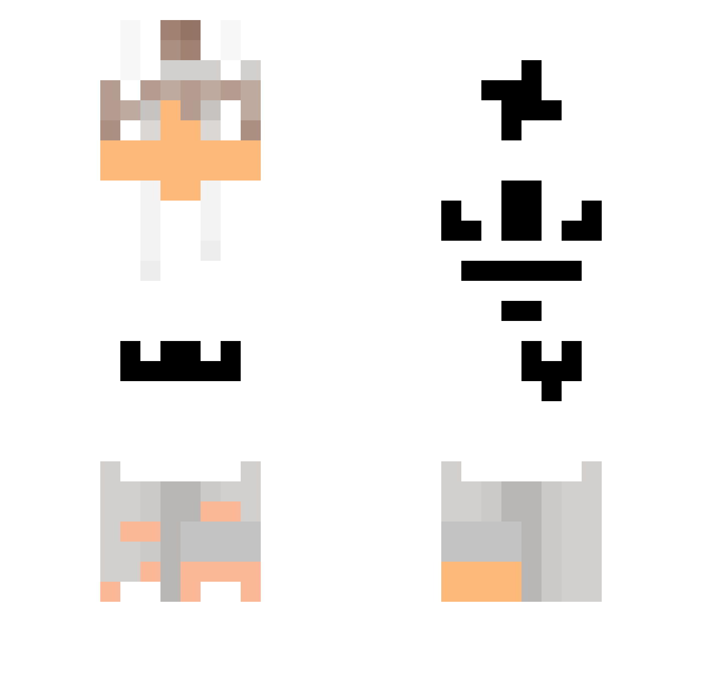 PretoBranco Minecraft skin, front and back view