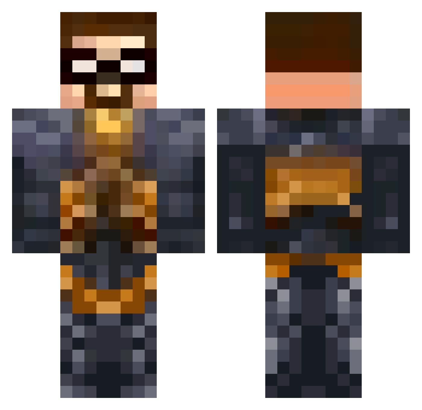 Xenulk Minecraft skin, front and back view
