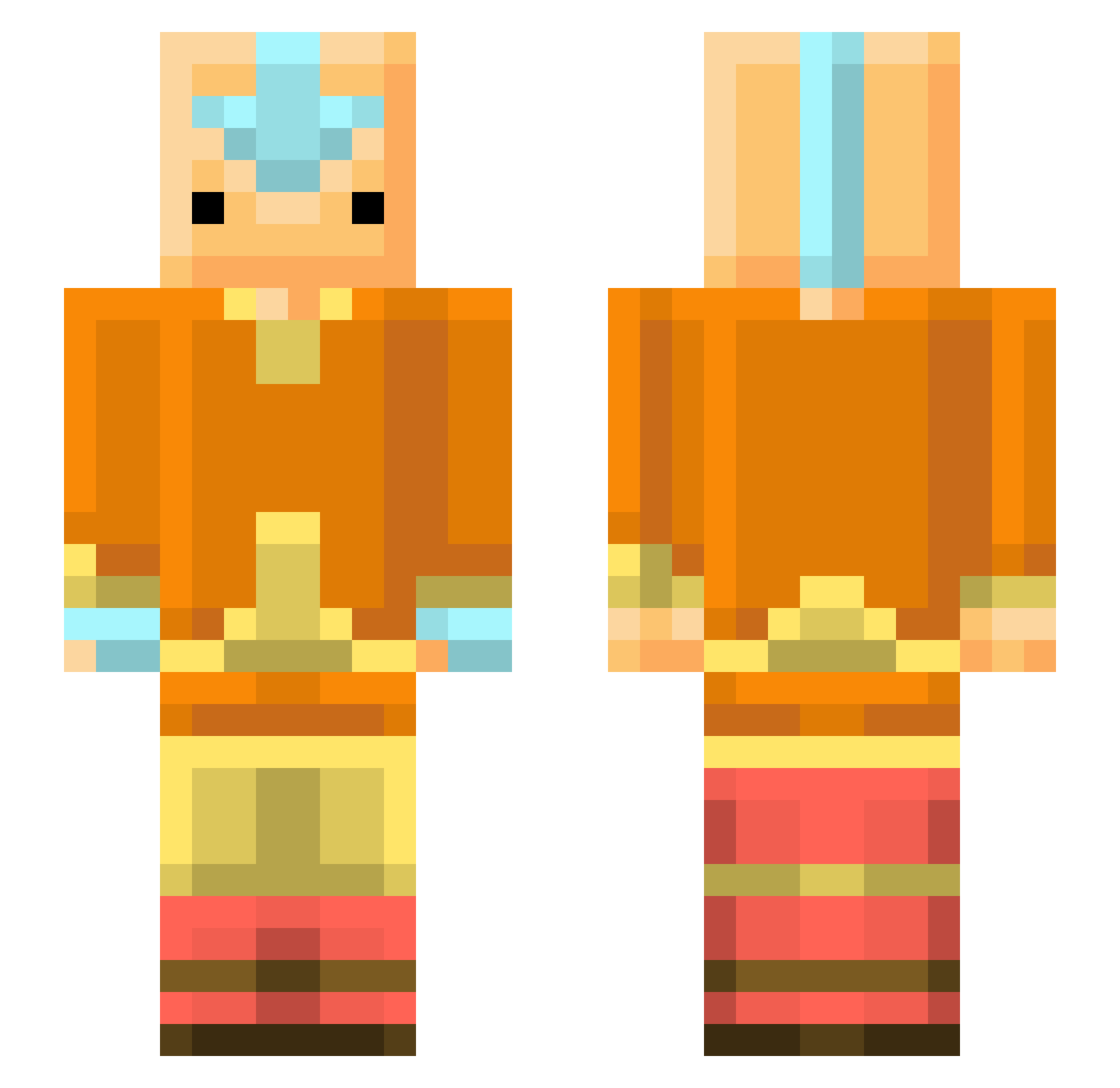 yarazuo Minecraft skin, front and back view