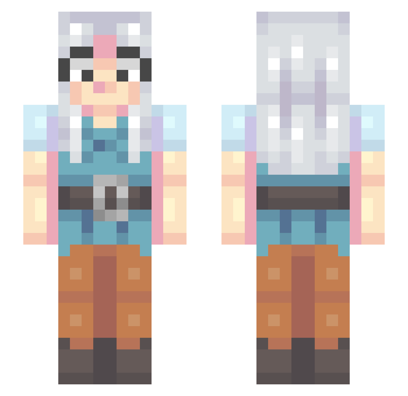 OptimisticKitkat Minecraft skin, front and back view
