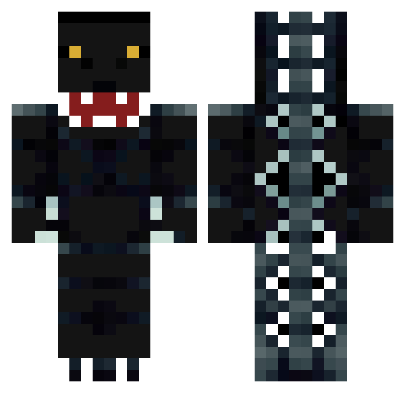 Bartekgodzilla Minecraft skin, front and back view
