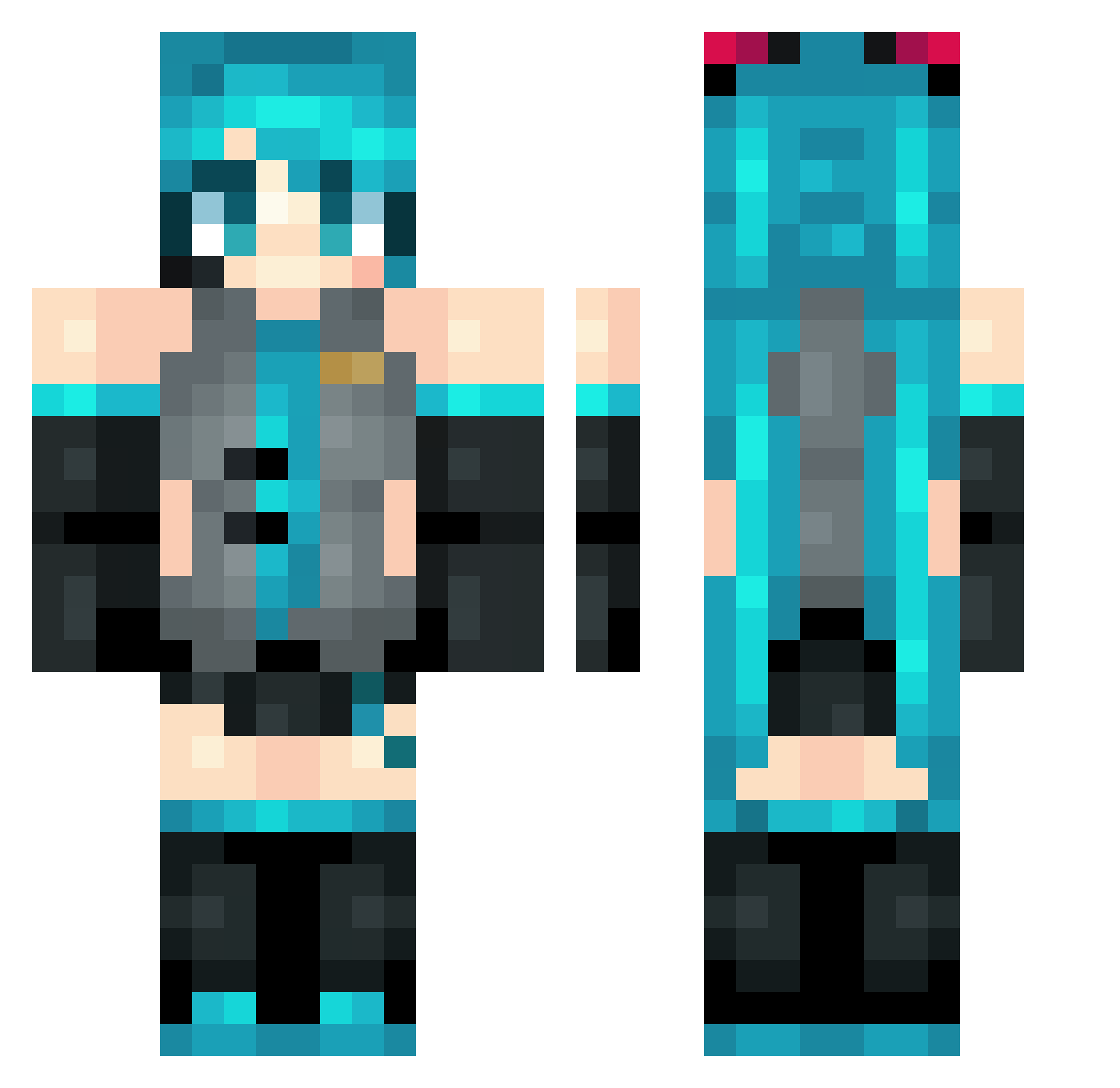 Stereogram Minecraft skin, front and back view