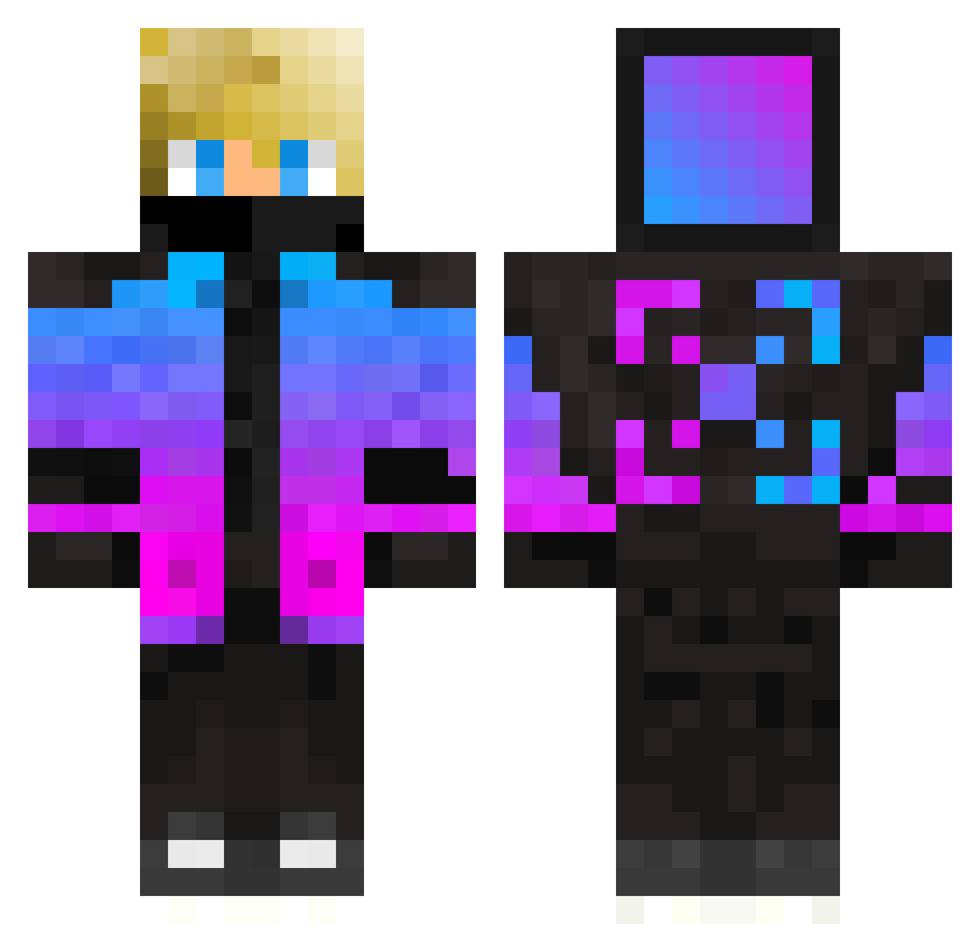 Temya Minecraft skin, front and back view