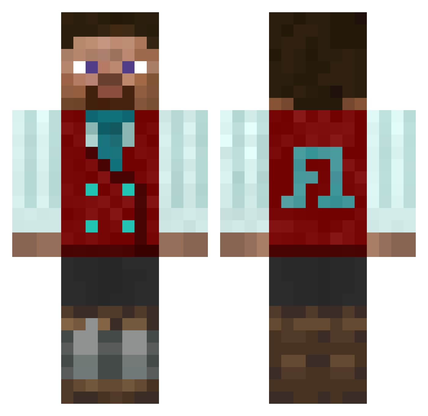Johannski Minecraft skin, front and back view