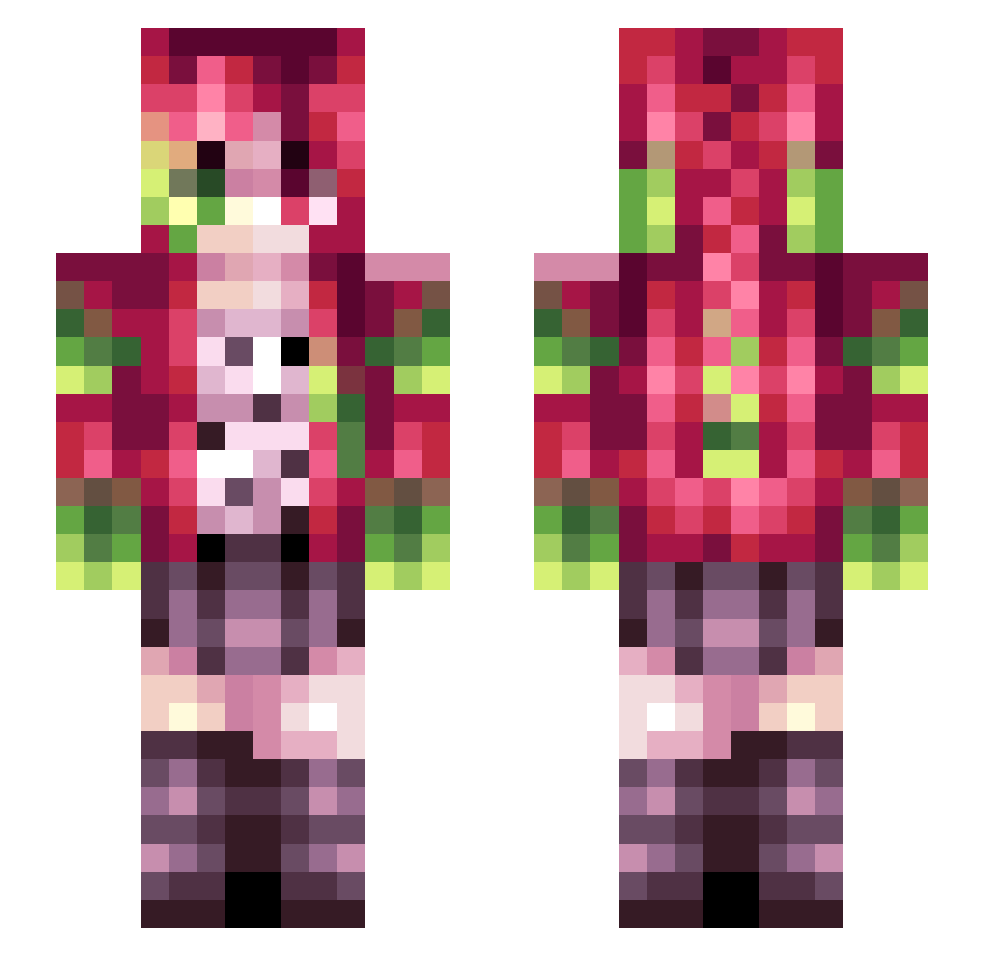 arianagrenadee Minecraft skin, front and back view