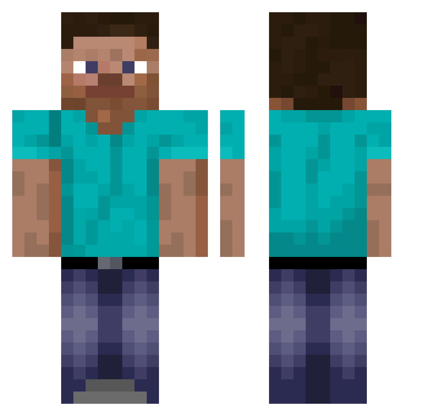 ravelDxGwREc Minecraft skin, front and back view