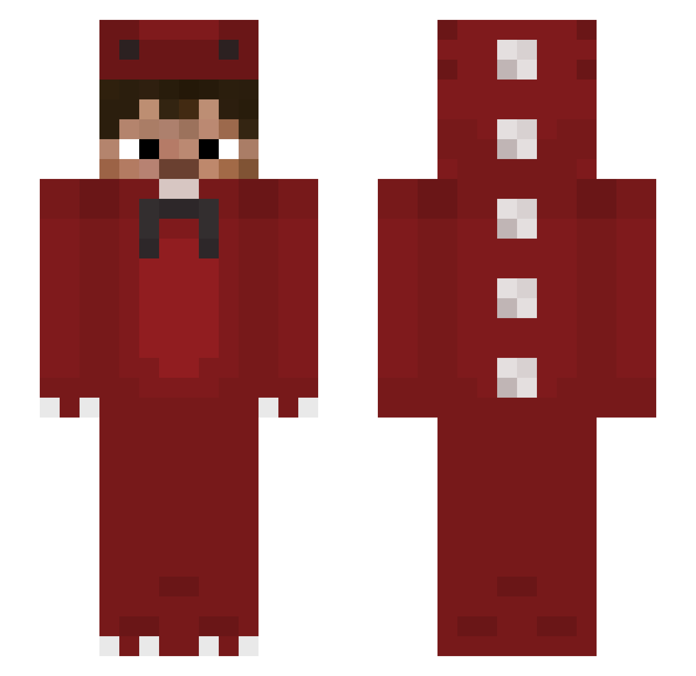 xFrx Minecraft skin, front and back view