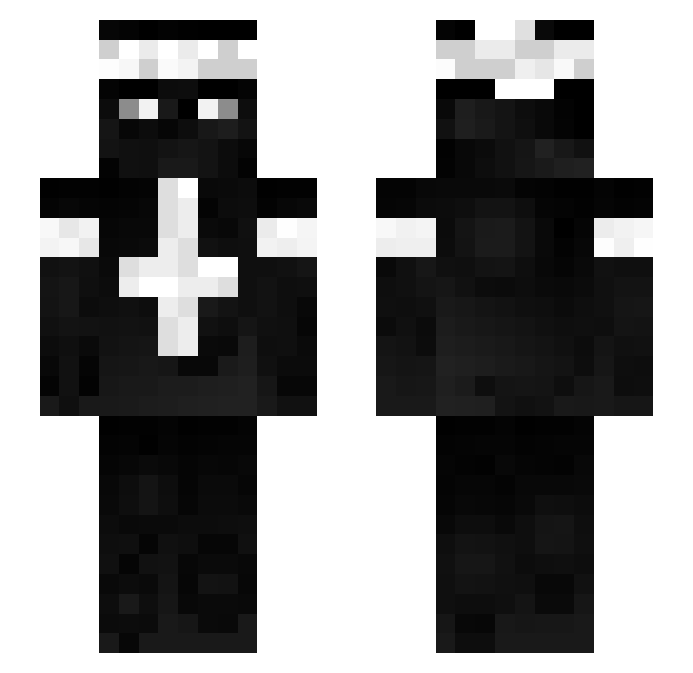 45micron Minecraft skin, front and back view