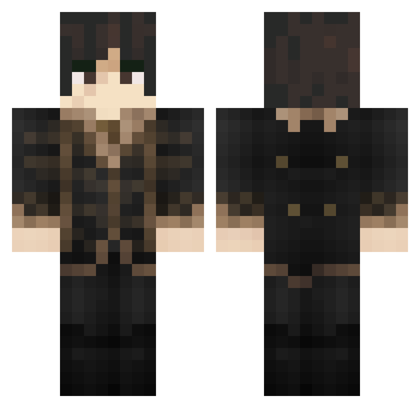 PissAnts Minecraft skin, front and back view