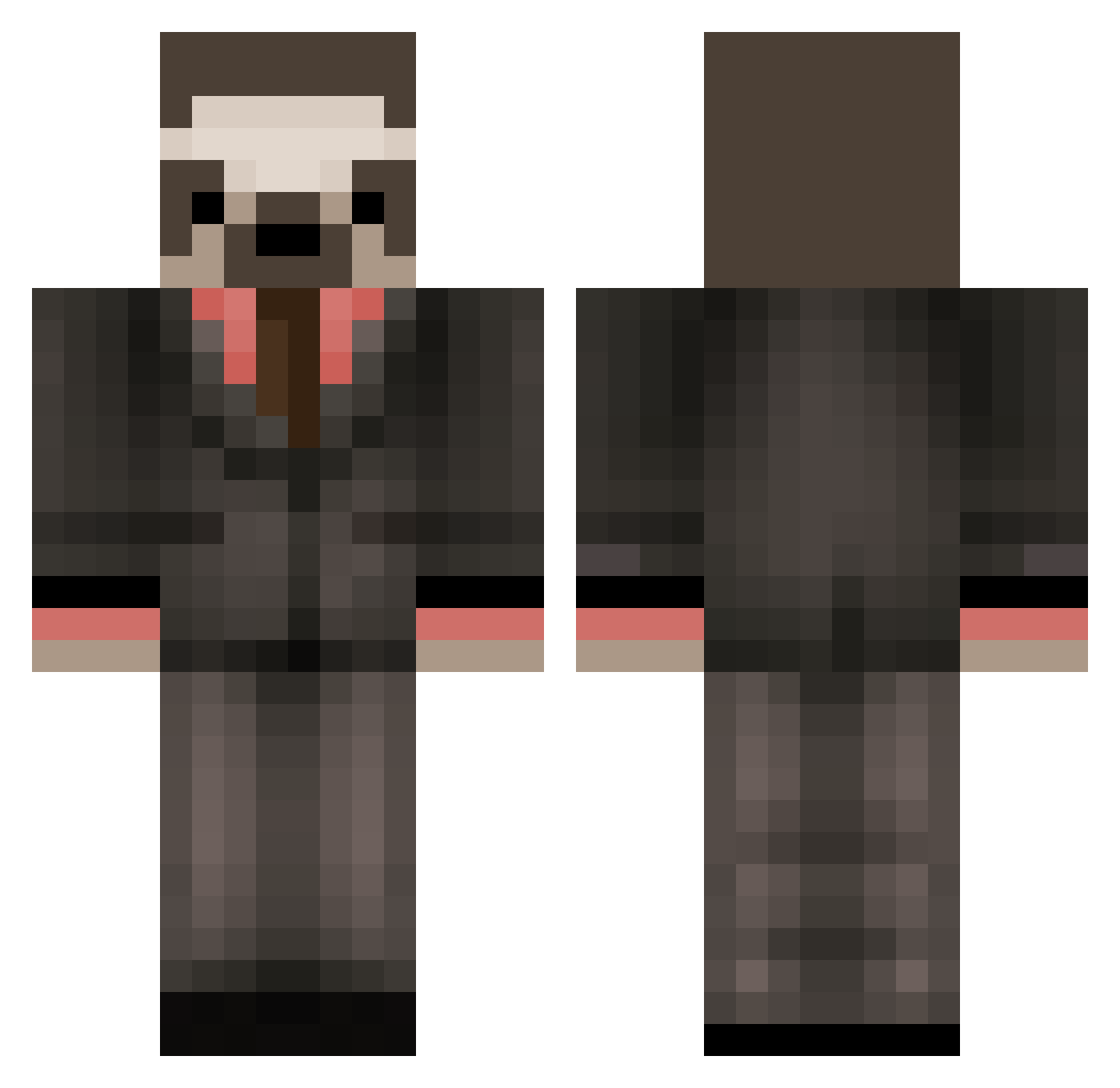 SlothGoodman Minecraft skin, front and back view