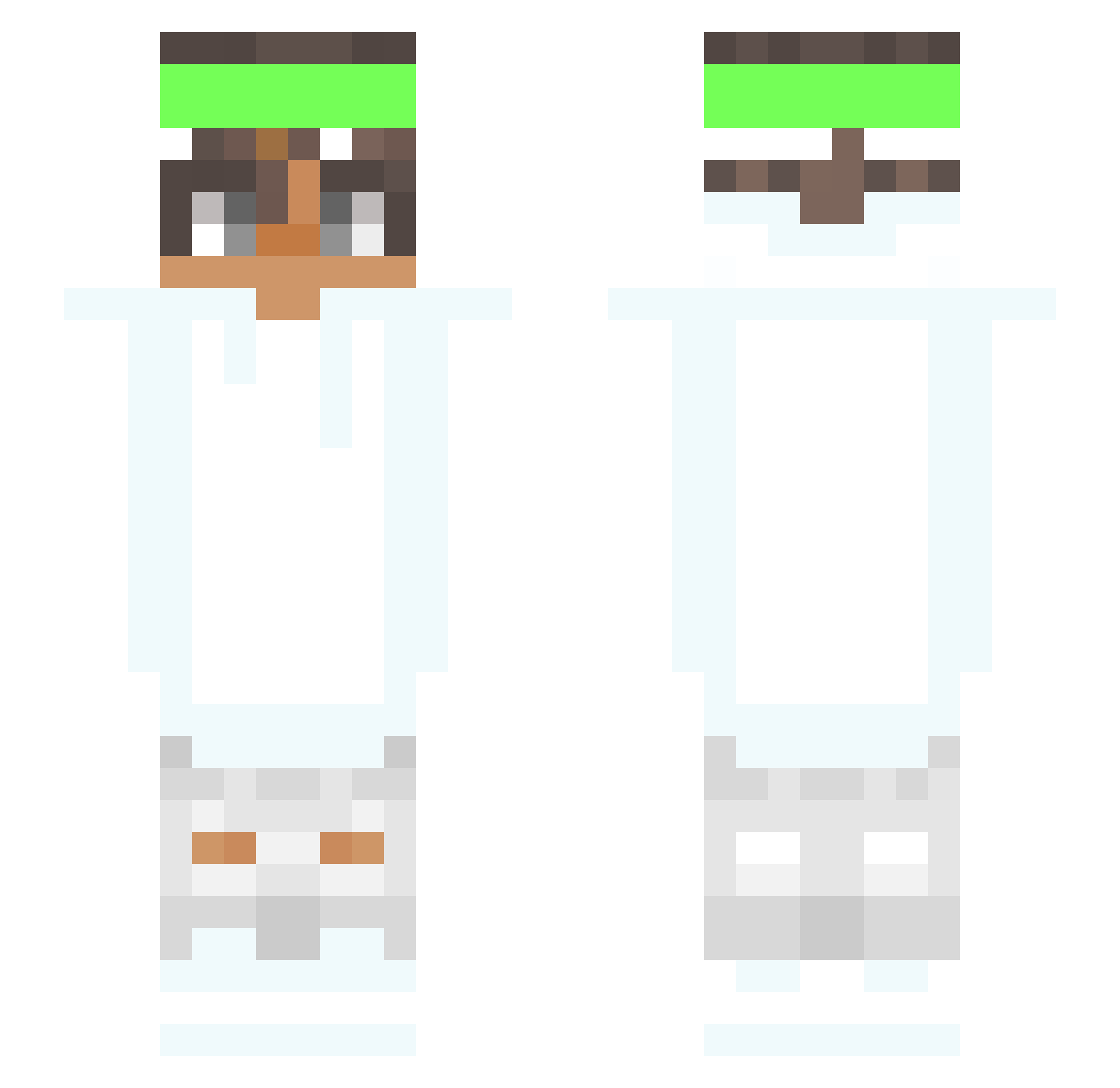 Thready Minecraft skin, front and back view