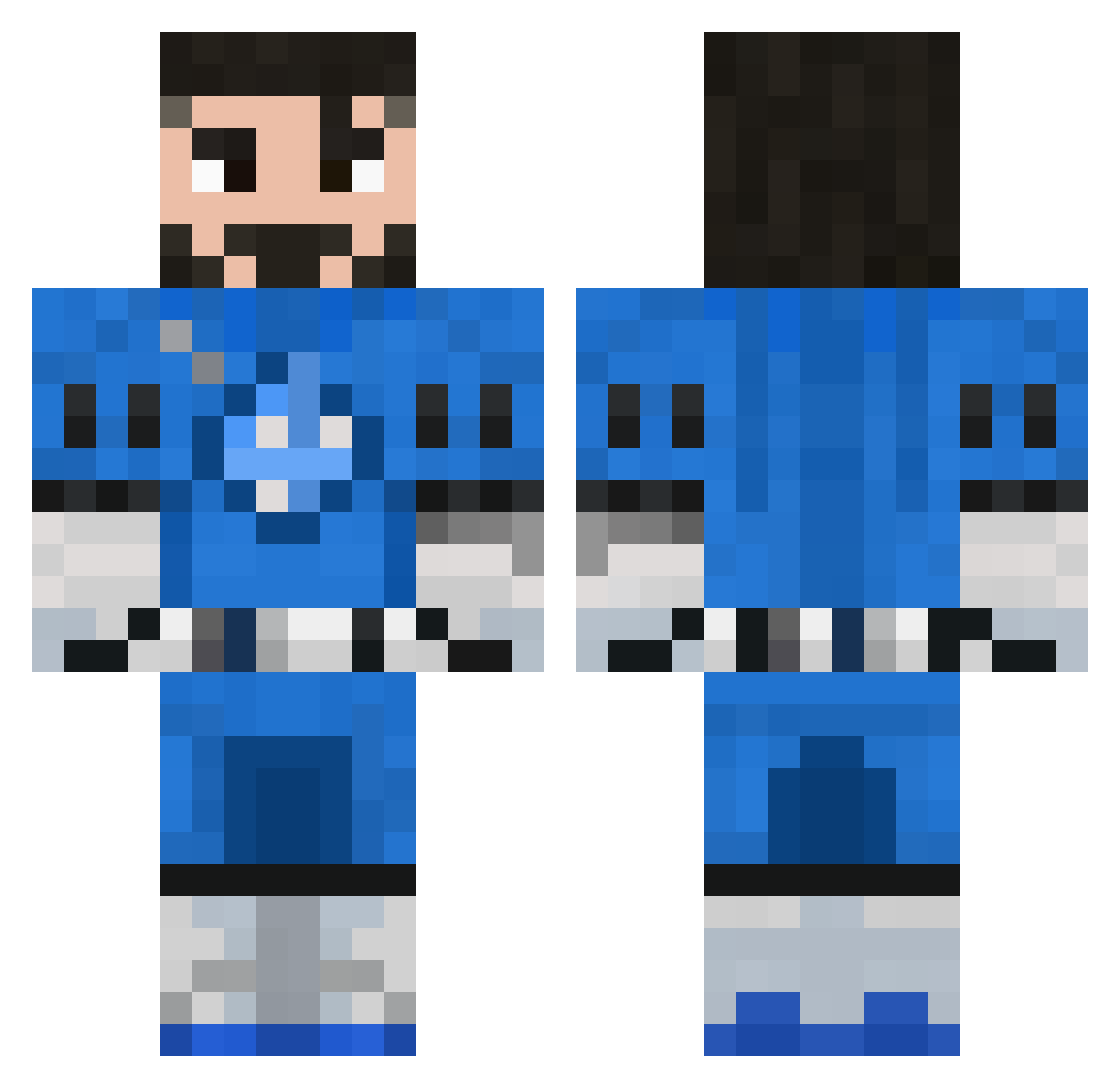 Revan216 Minecraft skin, front and back view