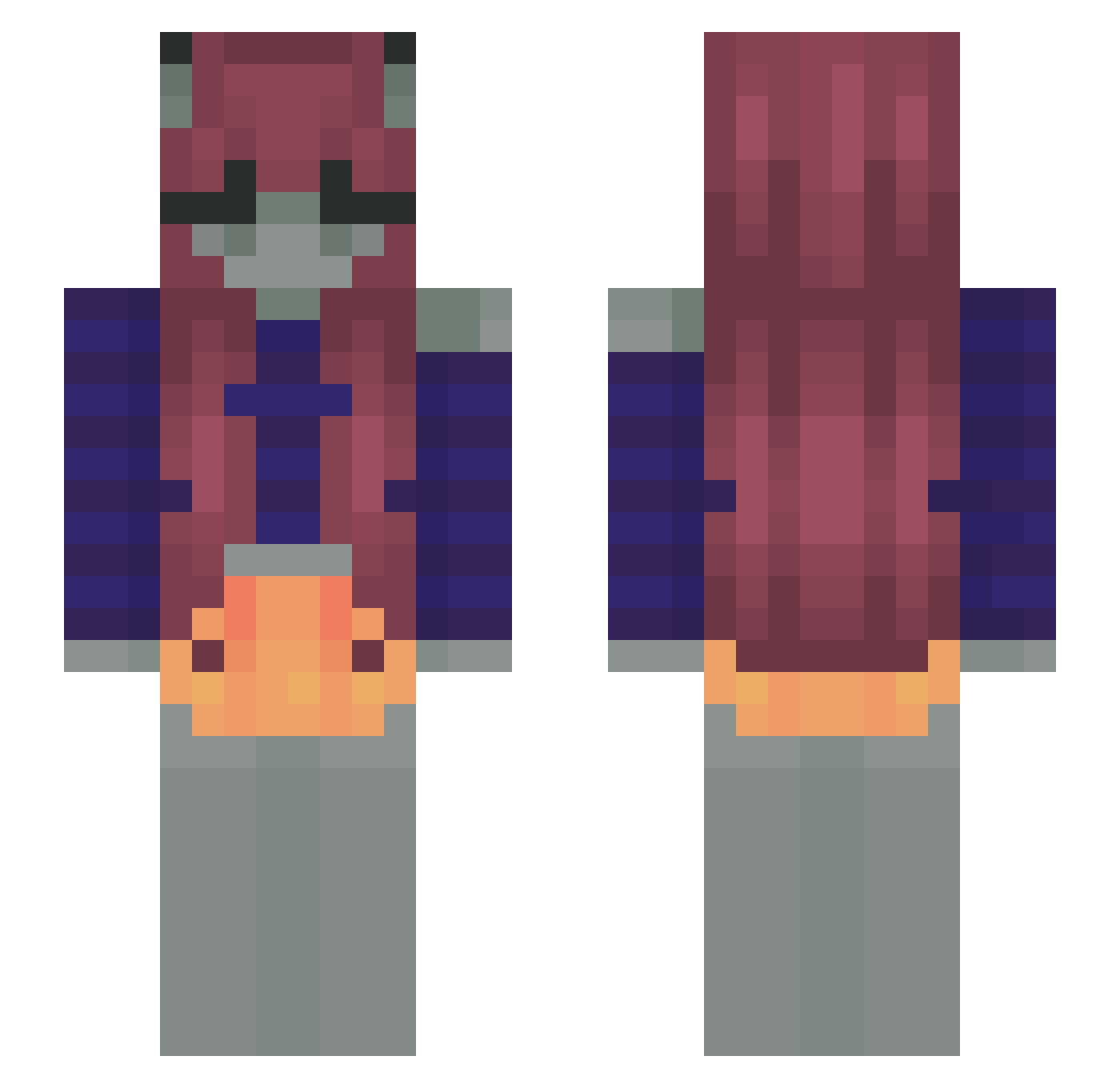 psshun Minecraft skin, front and back view