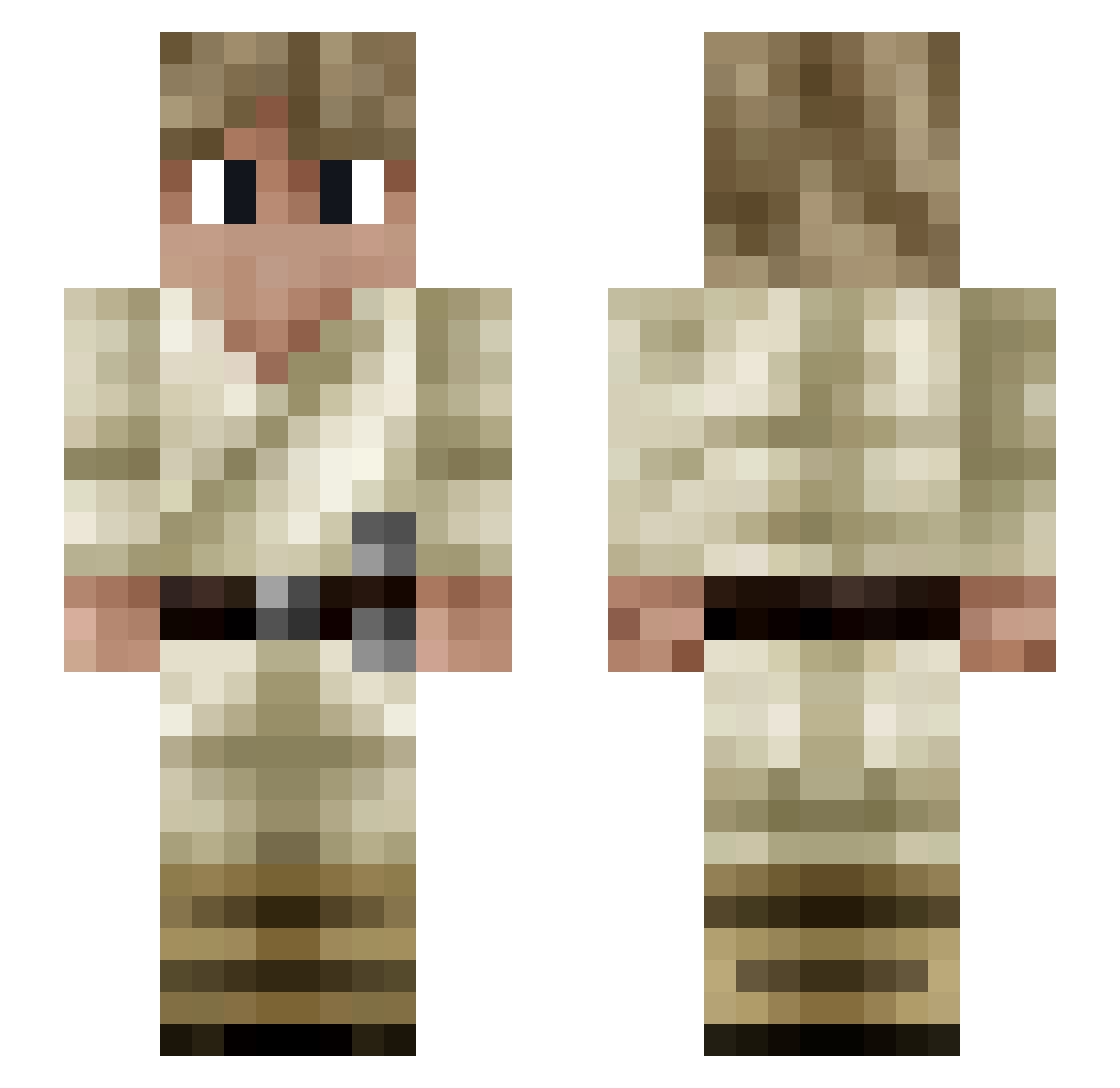 Rewind Minecraft skin, front and back view
