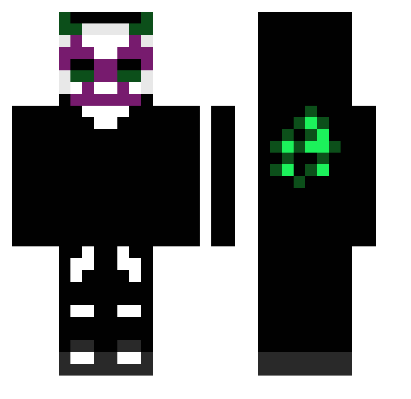 Sheeat Minecraft skin, front and back view