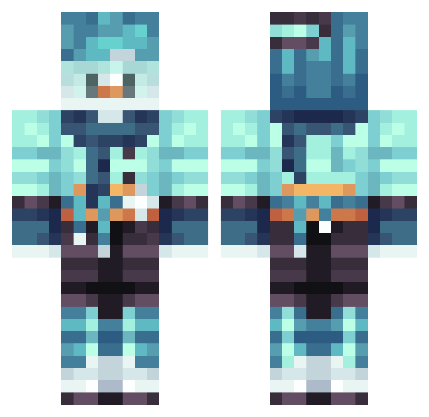 sokzah Minecraft skin, front and back view